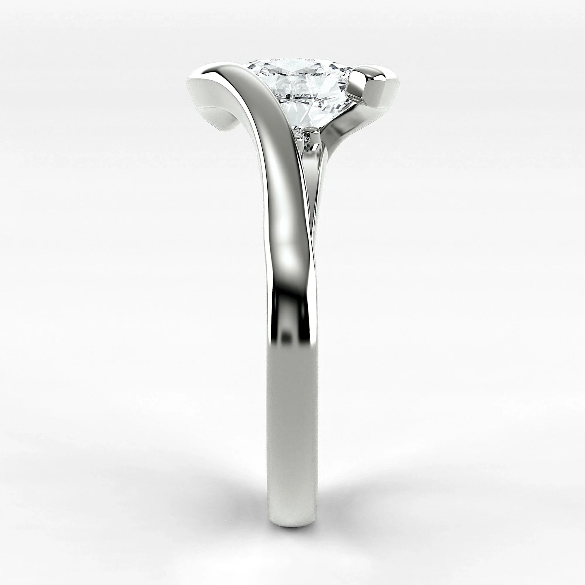 Anillo de Compromiso Giro - Oval en oro blanco - vista 2