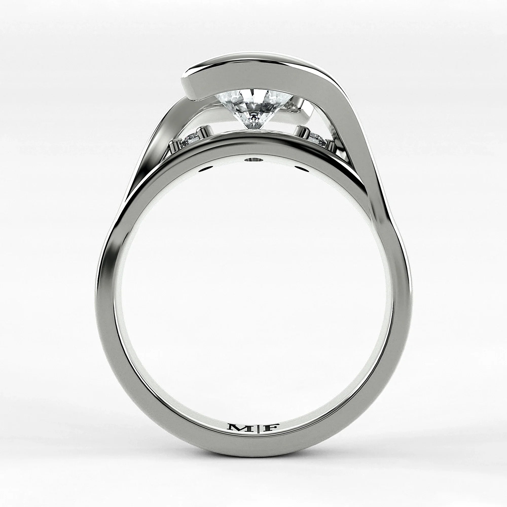 Anillo de Compromiso Giro - Oval en oro blanco - vista 3
