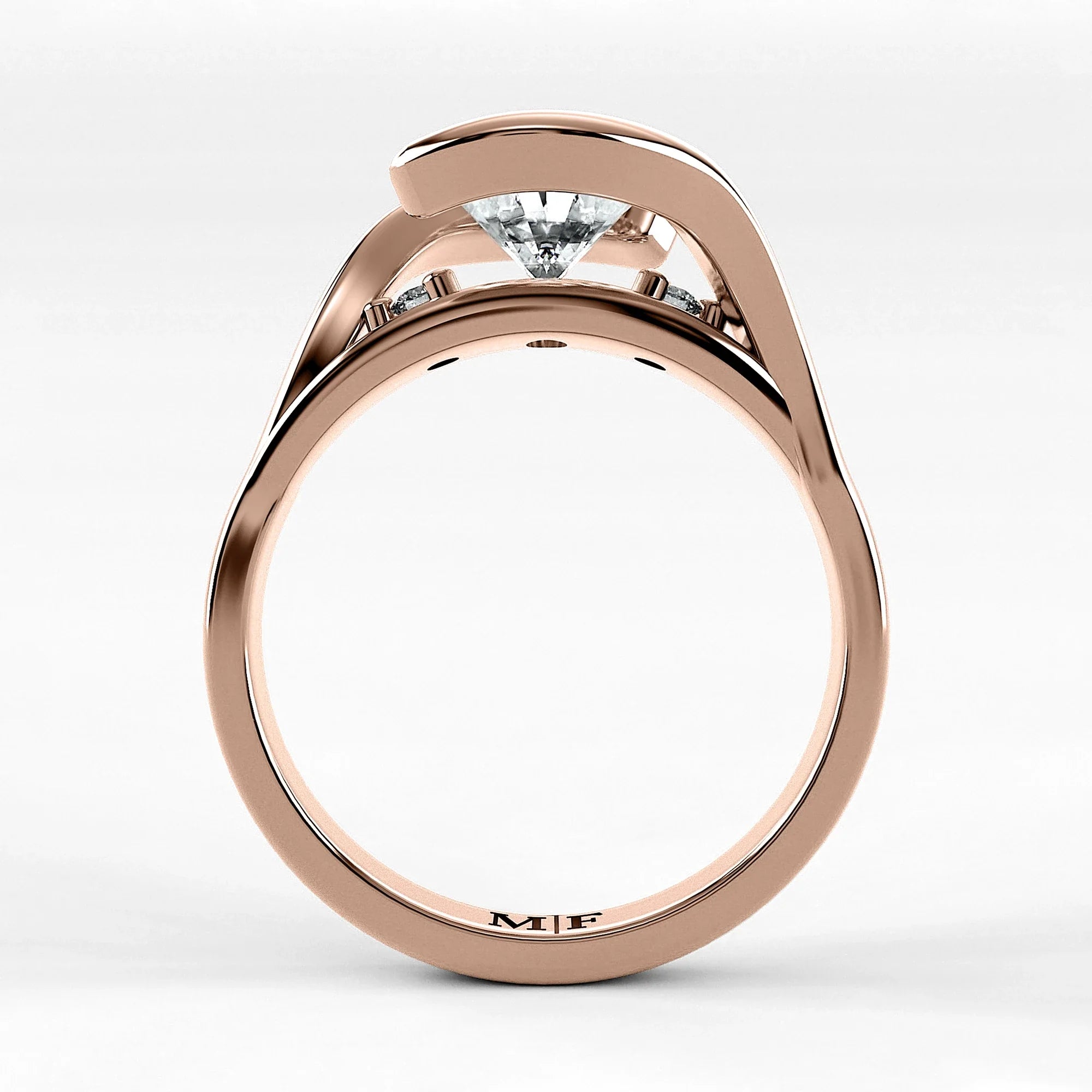 Anillo de Compromiso Giro - Oval en oro rosa - vista 3
