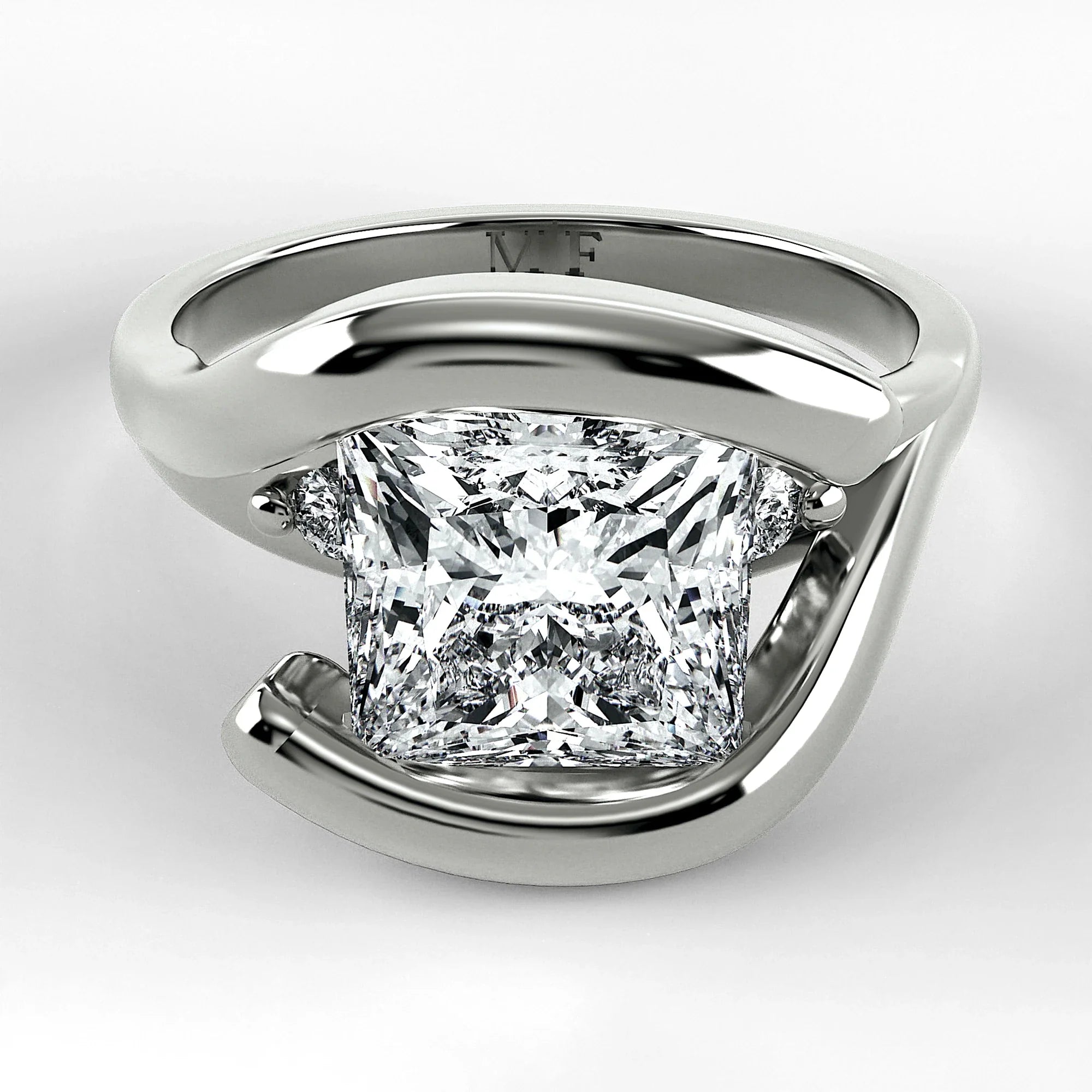 Anillo de Compromiso Giro - Princess en oro blanco - vista 1