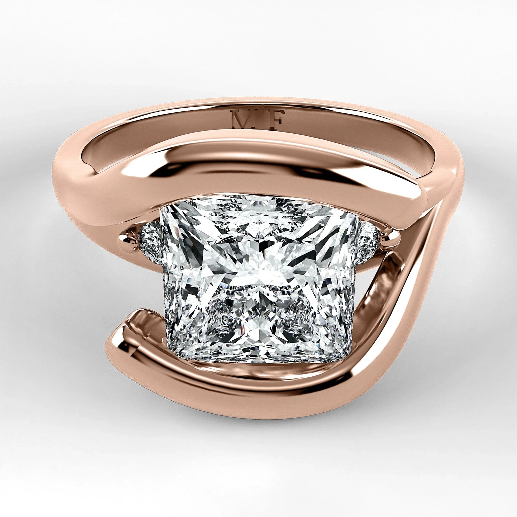 Anillo de Compromiso Giro - Princess en oro rosa - vista 1