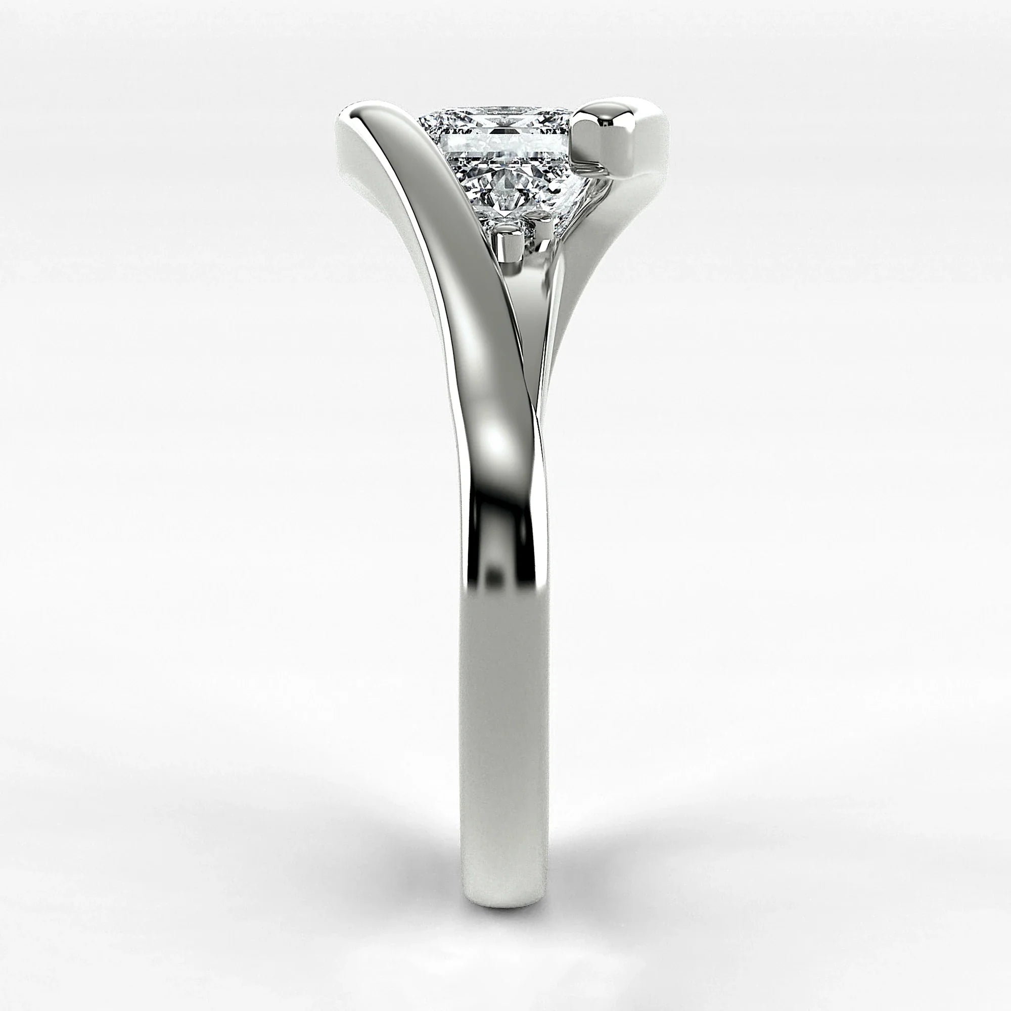 Anillo de Compromiso Giro - Princess en oro blanco - vista 2