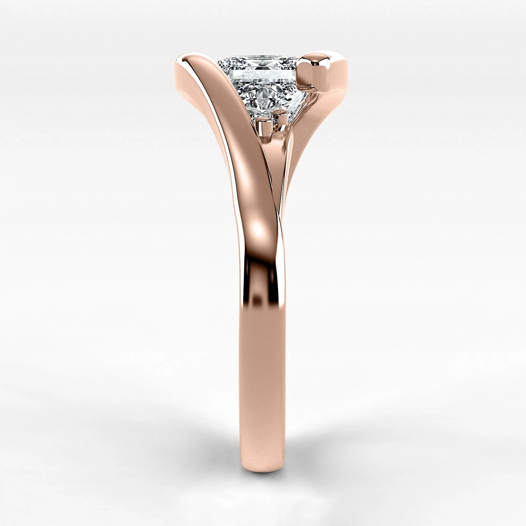 Anillo de Compromiso Giro - Princess en oro rosa - vista 2
