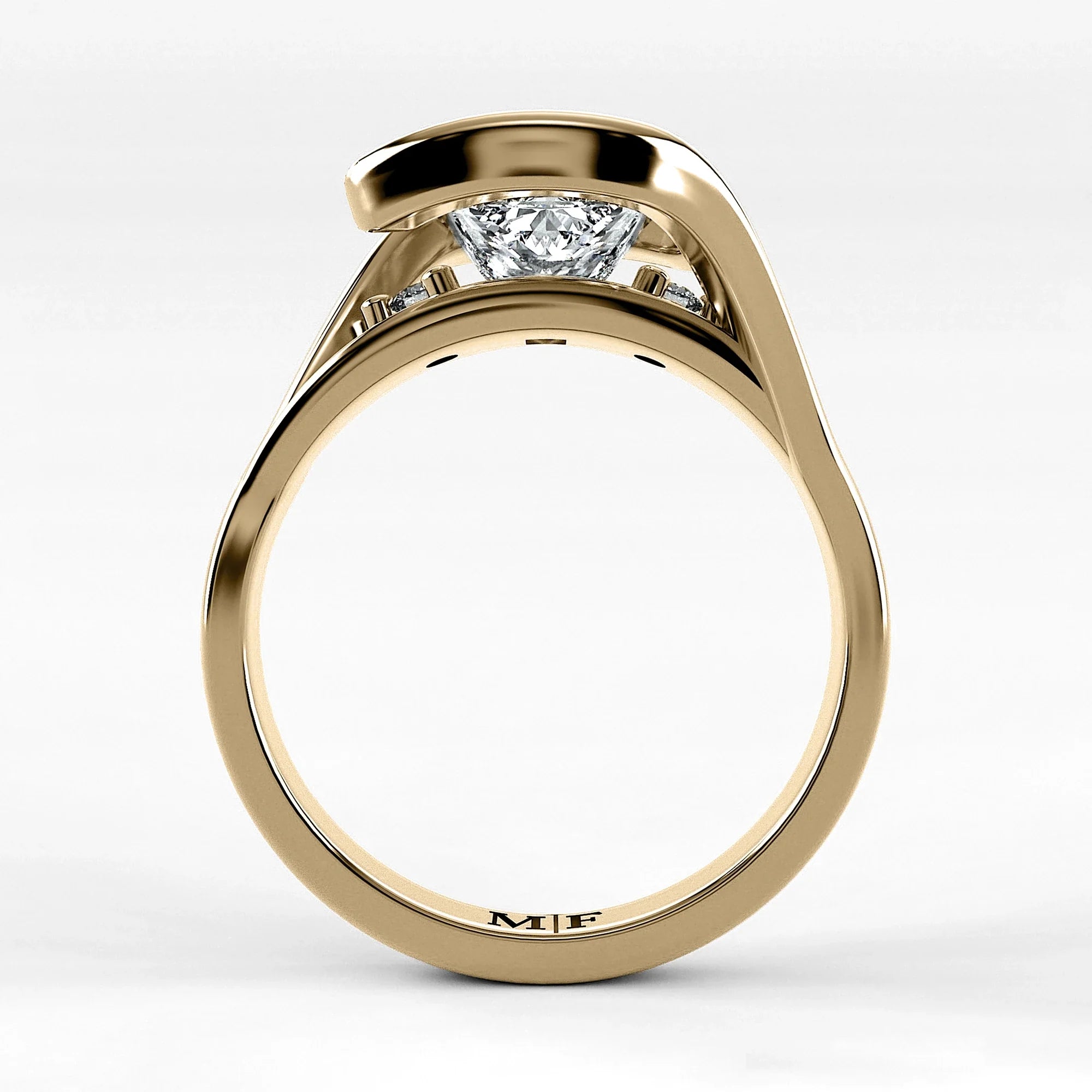 Anillo de Compromiso Giro - Princess en oro amarillo - vista 3