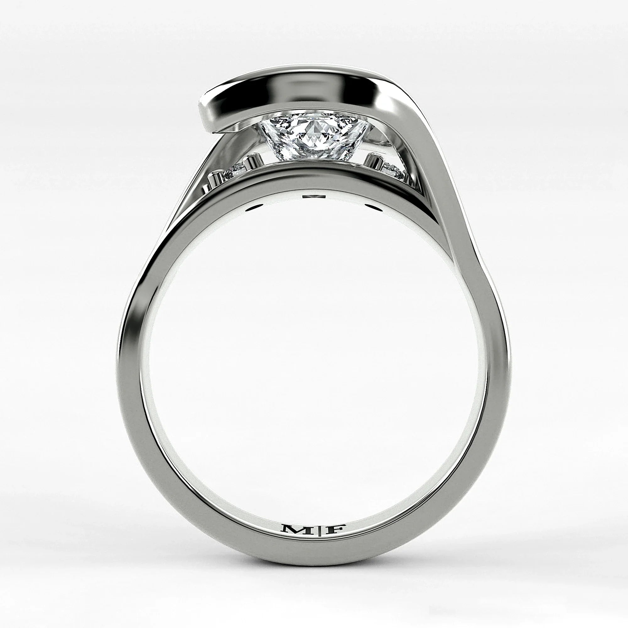 Anillo de Compromiso Giro - Princess en oro blanco - vista 3
