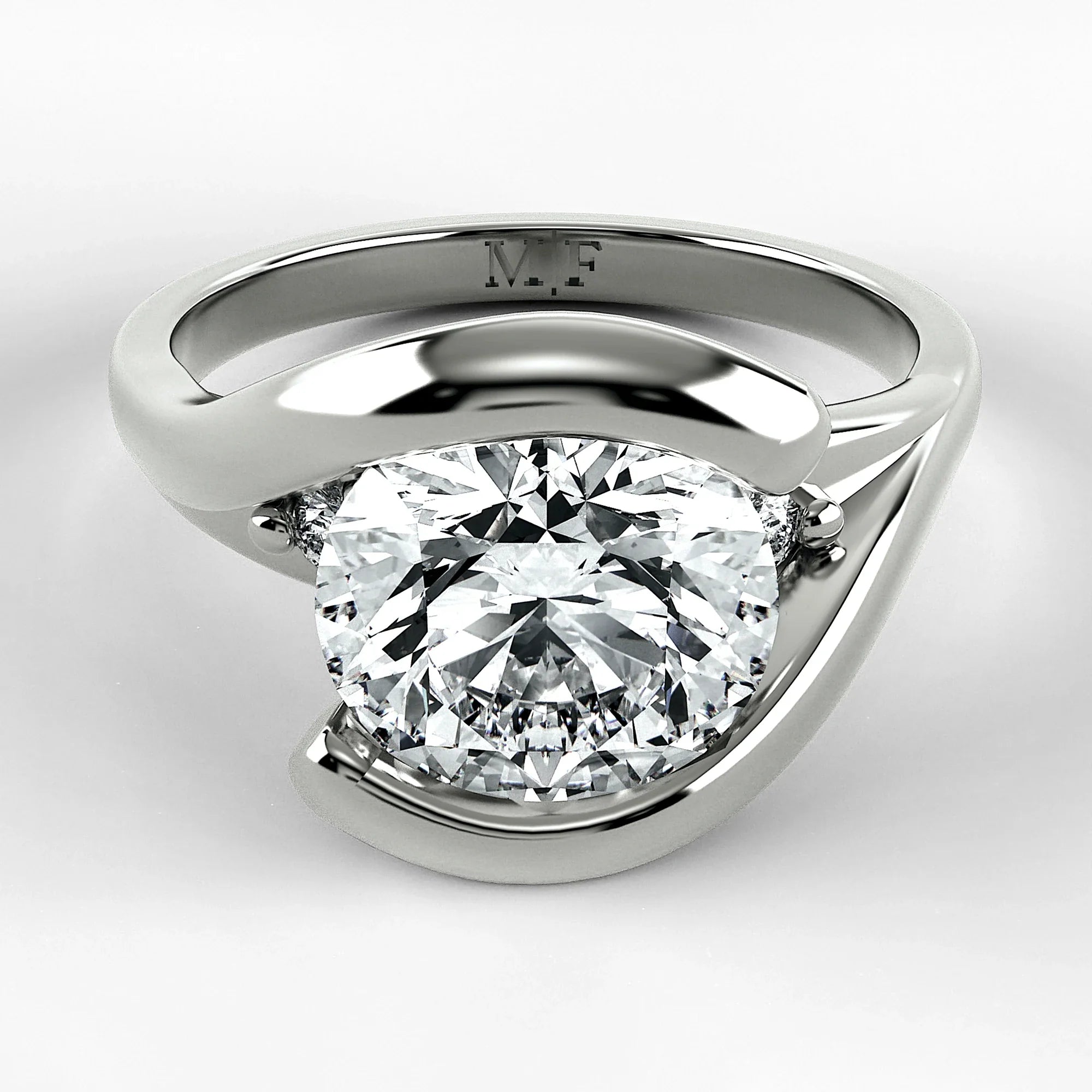 Anillo de Compromiso Giro - Redondo en oro blanco - vista 1