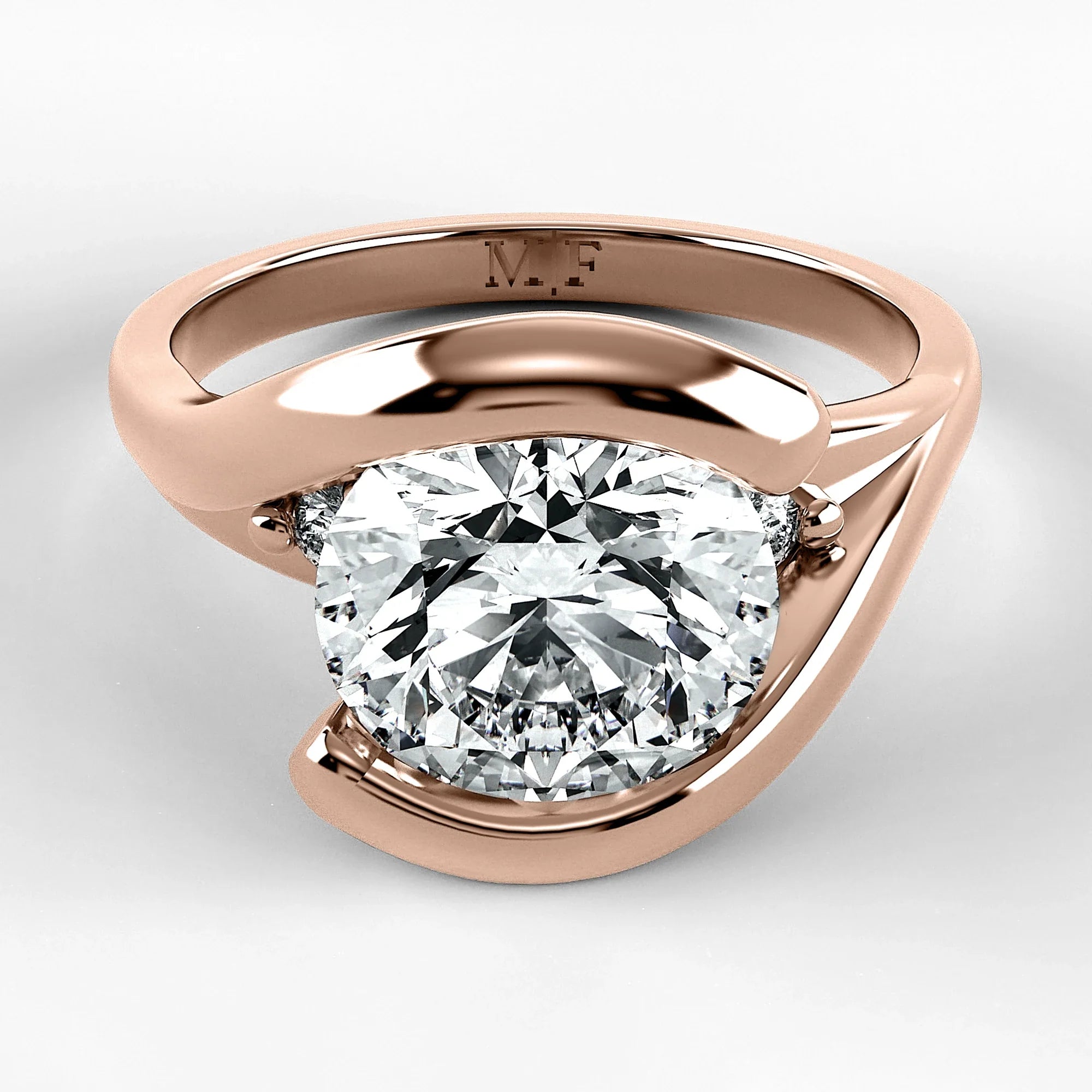 Anillo de Compromiso Giro - Redondo en oro rosa - vista 1