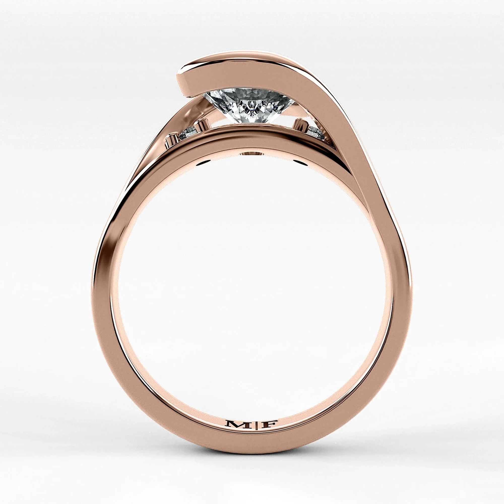 Anillo de Compromiso Giro - Redondo en oro rosa - vista 3