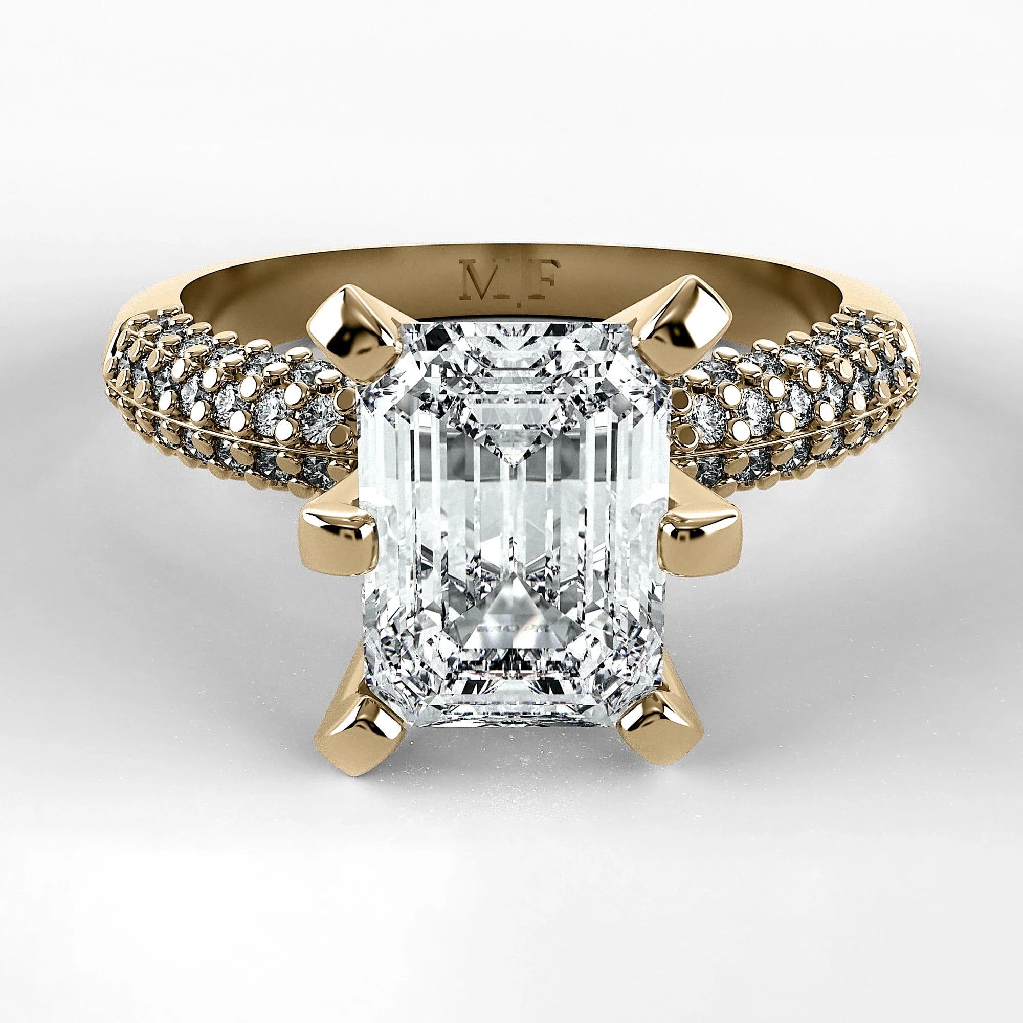 Anillo de Compromiso Corona - Esmeralda en oro amarillo - vista 1