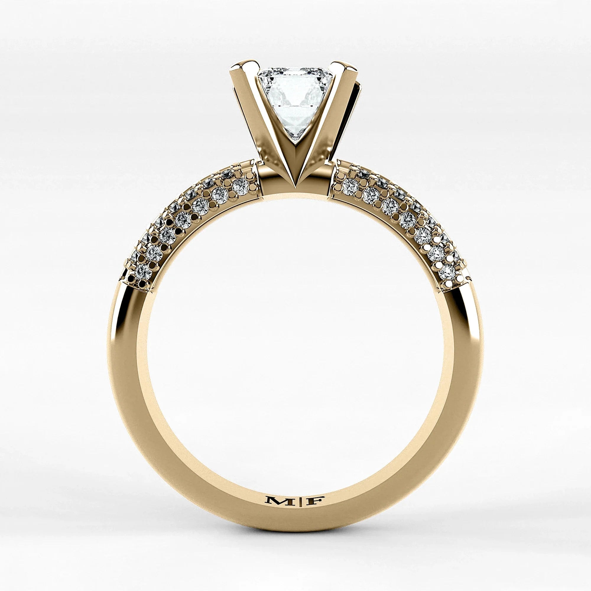 Anillo de Compromiso Corona - Esmeralda en oro amarillo - vista 3