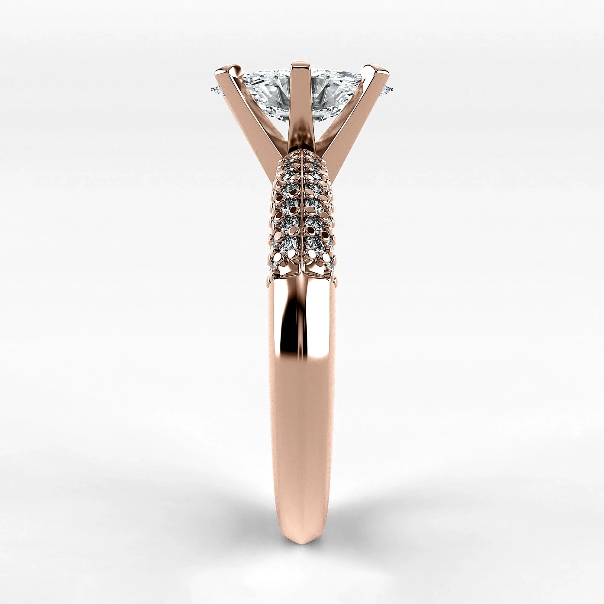 Anillo de Compromiso Corona - Marquesa en oro rosa - vista 2