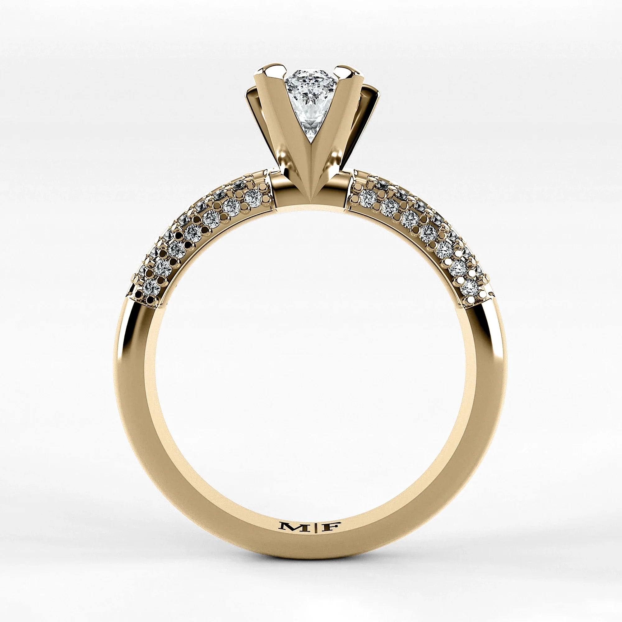 Anillo de Compromiso Corona - Marquesa en oro amarillo - vista 3