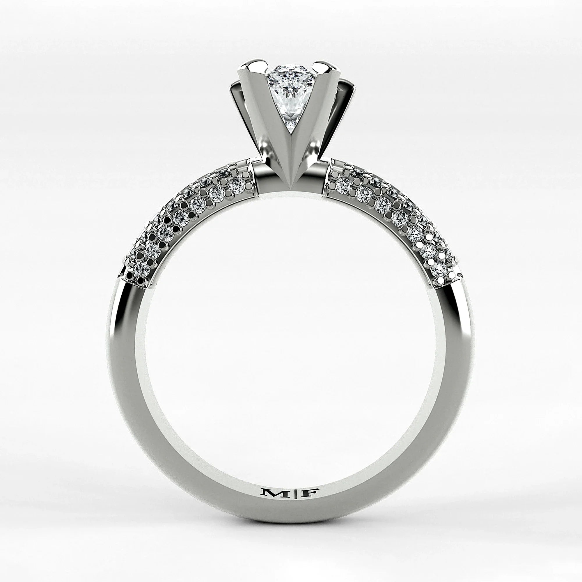 Anillo de Compromiso Corona - Marquesa en oro blanco - vista 3