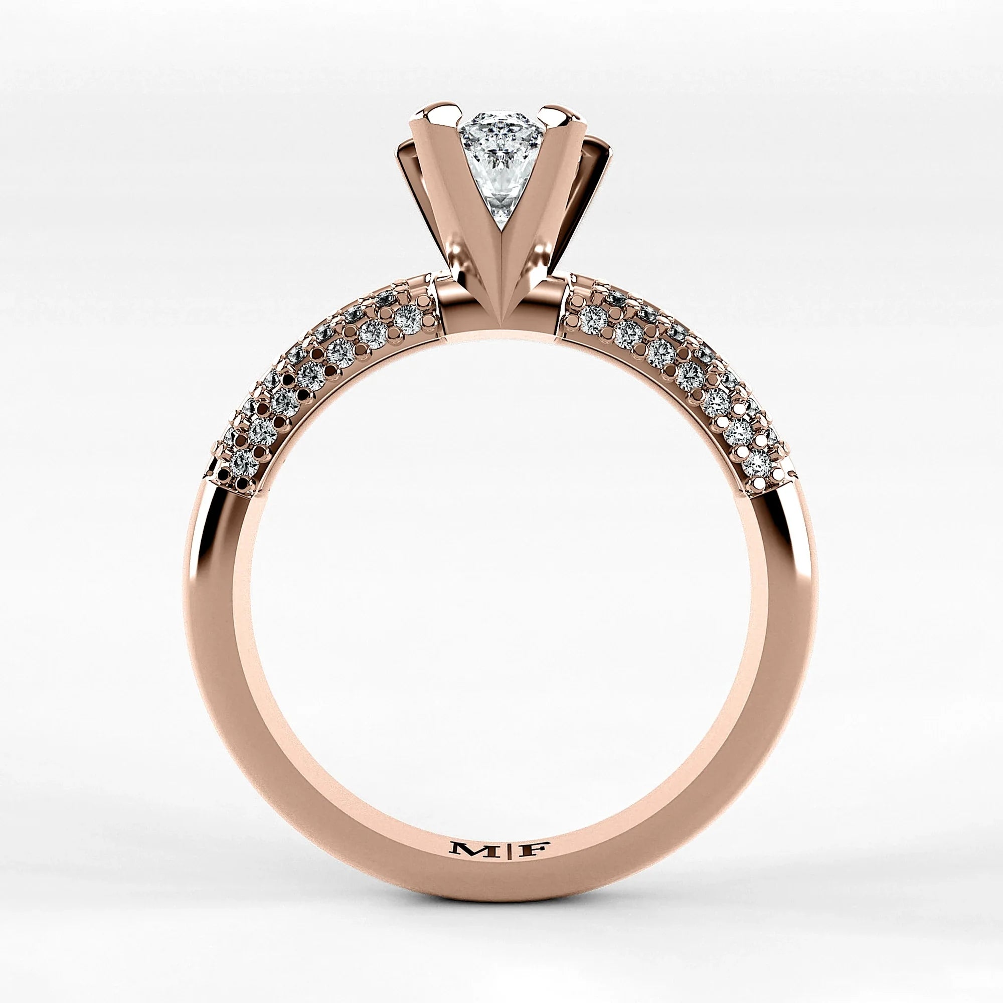 Anillo de Compromiso Corona - Marquesa en oro rosa - vista 3
