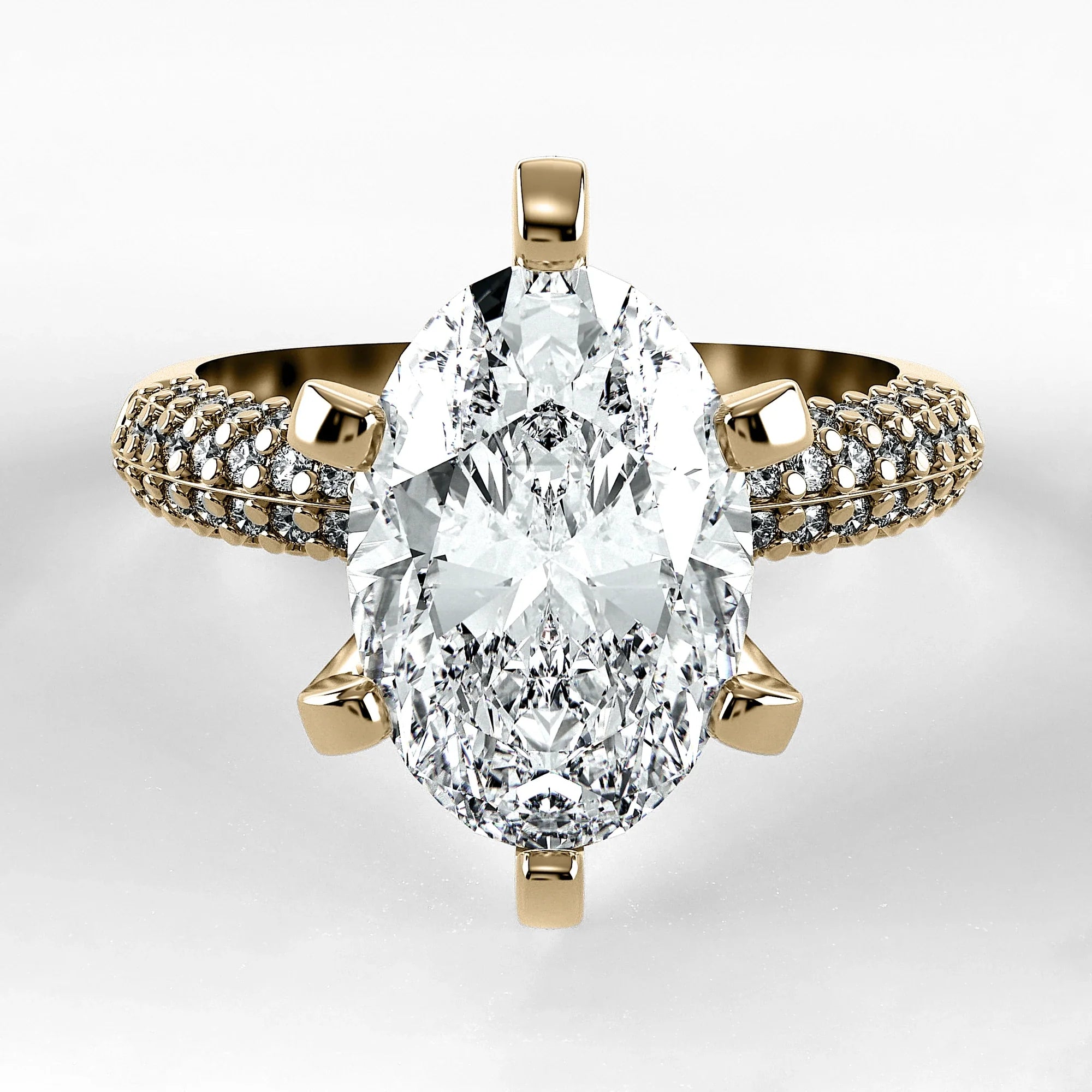 Anillo de Compromiso Corona - Oval en oro amarillo - vista 1