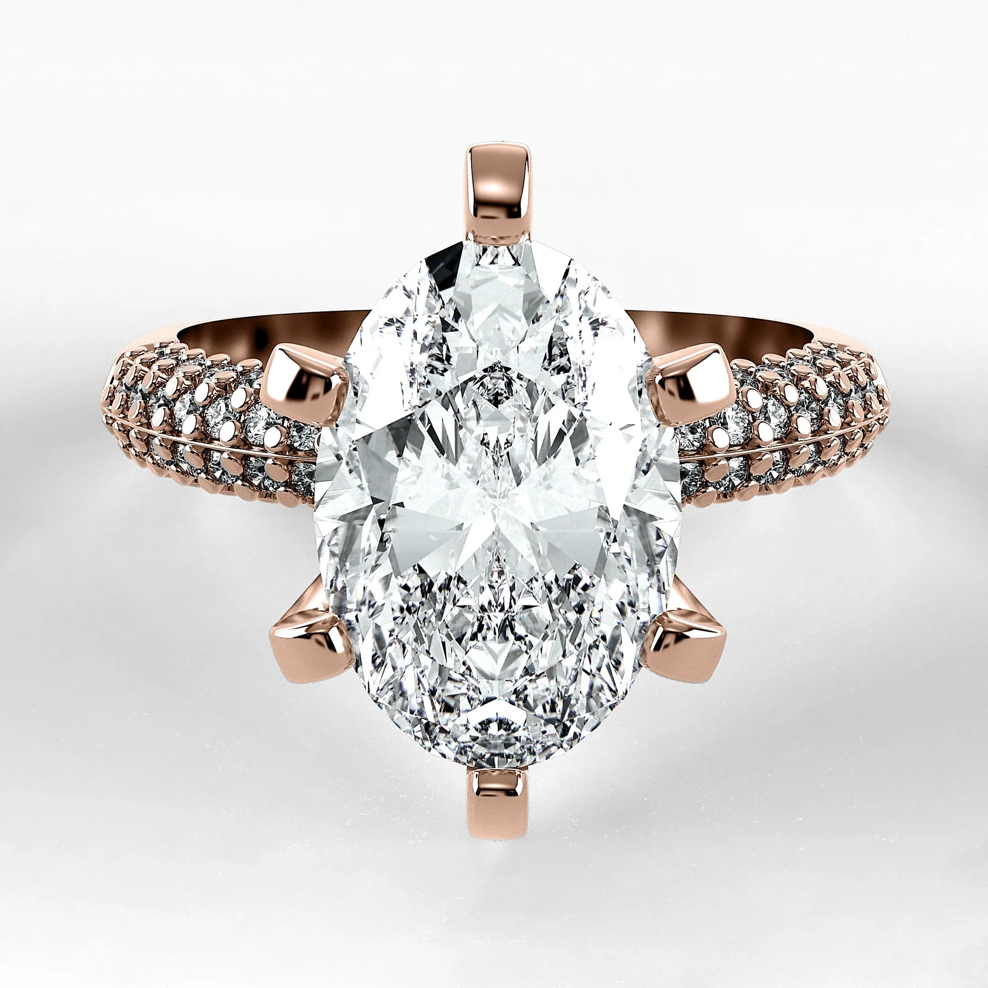 Anillo de Compromiso Corona - Oval en oro rosa - vista 1