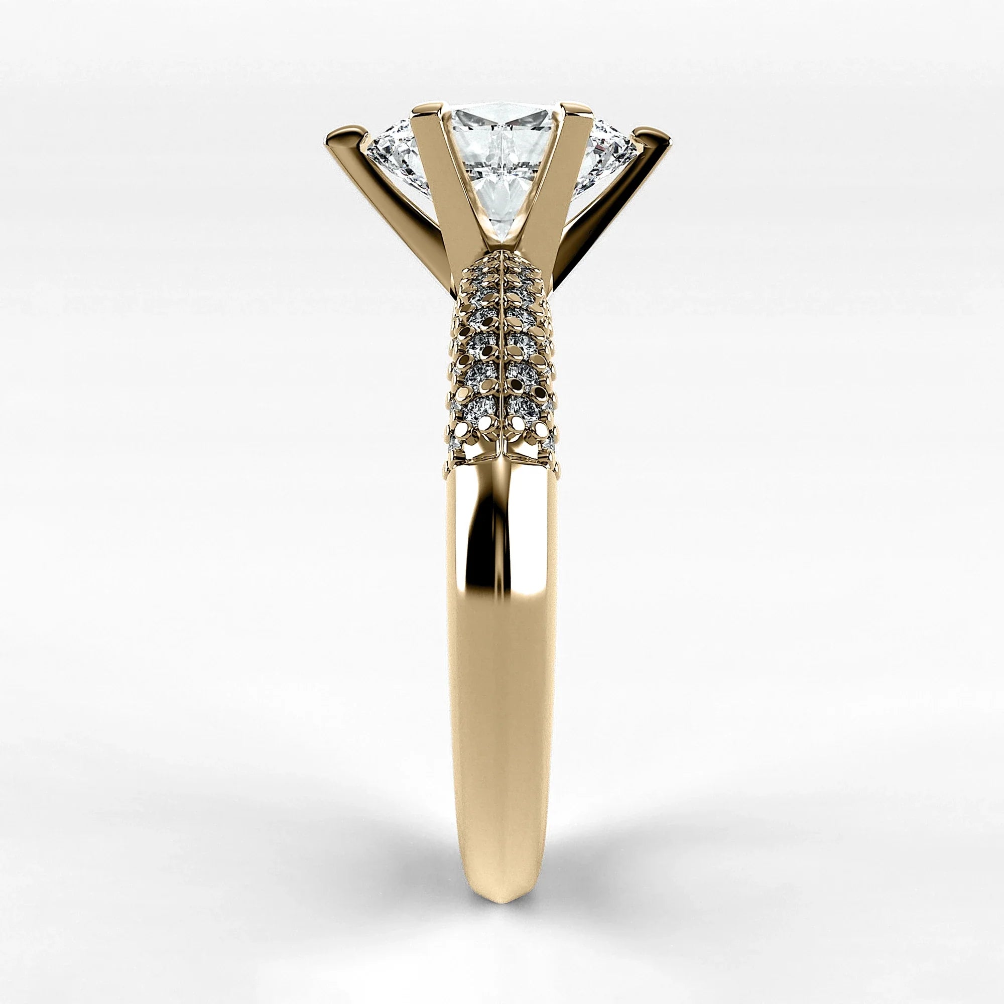 Anillo de Compromiso Corona - Oval en oro amarillo - vista 2