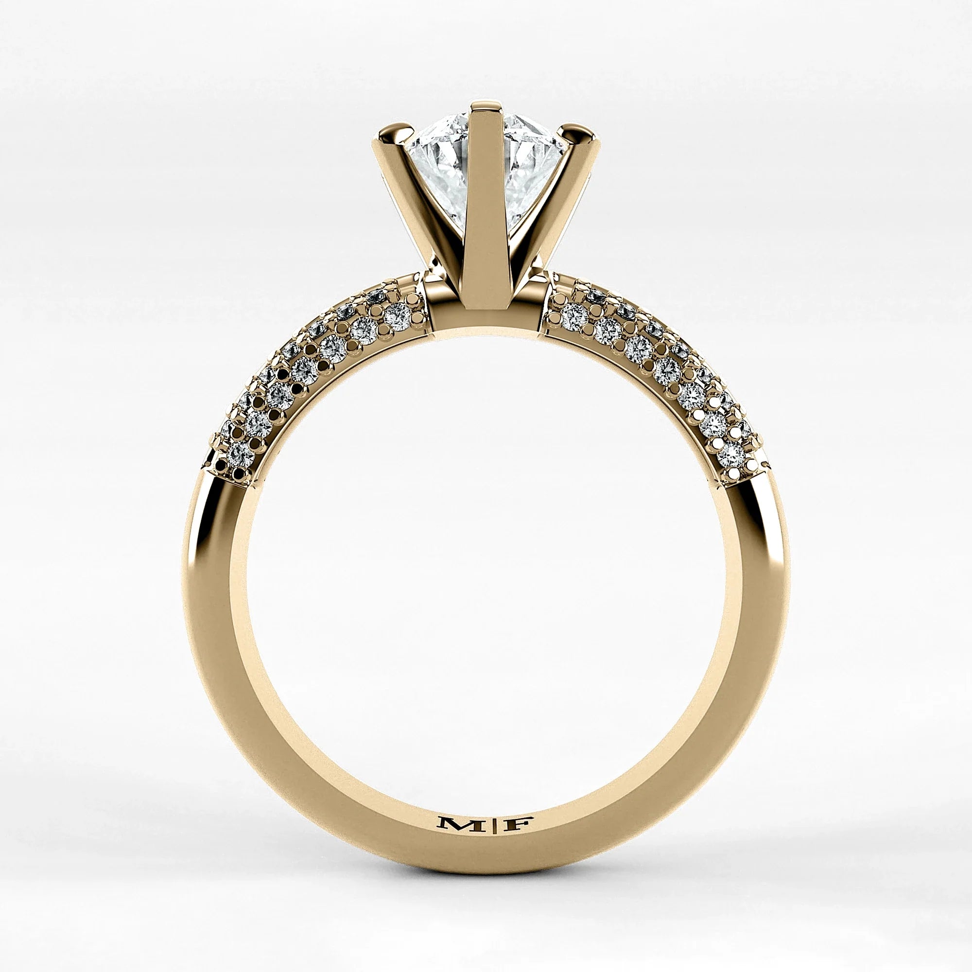 Anillo de Compromiso Corona - Oval en oro amarillo - vista 3
