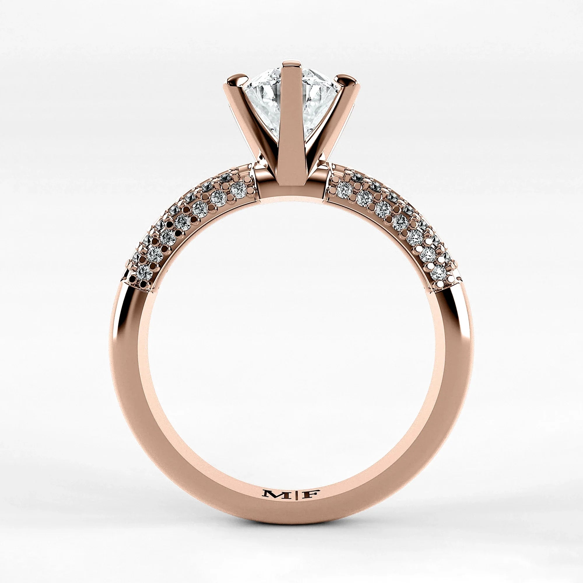 Anillo de Compromiso Corona - Oval en oro rosa - vista 3