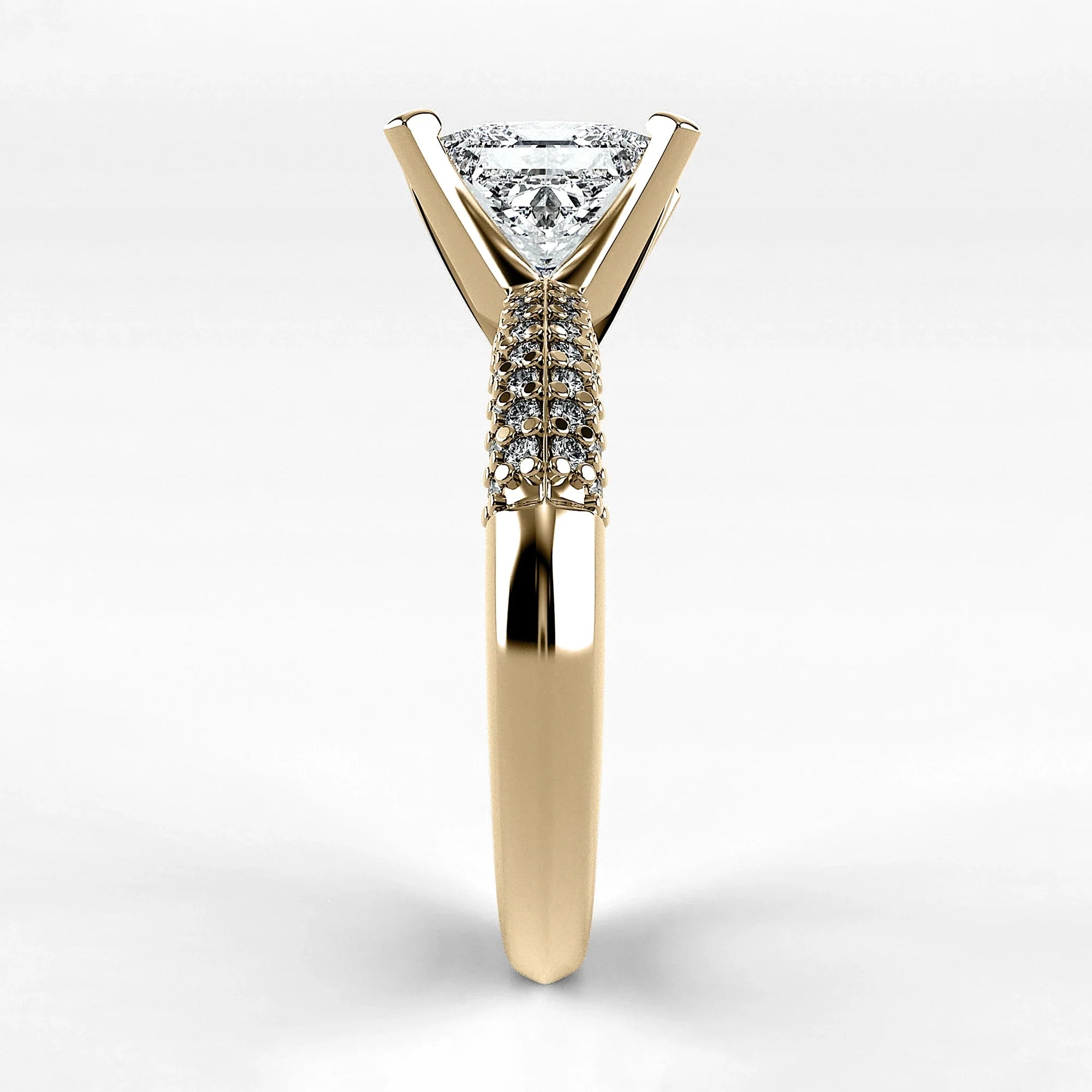 Anillo de Compromiso Corona - Princess en oro amarillo - vista 2