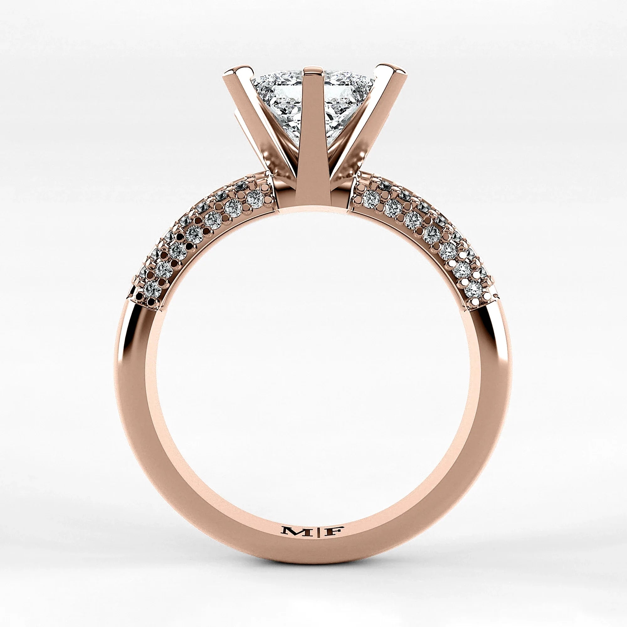 Anillo de Compromiso Corona - Princess en oro rosa - vista 3