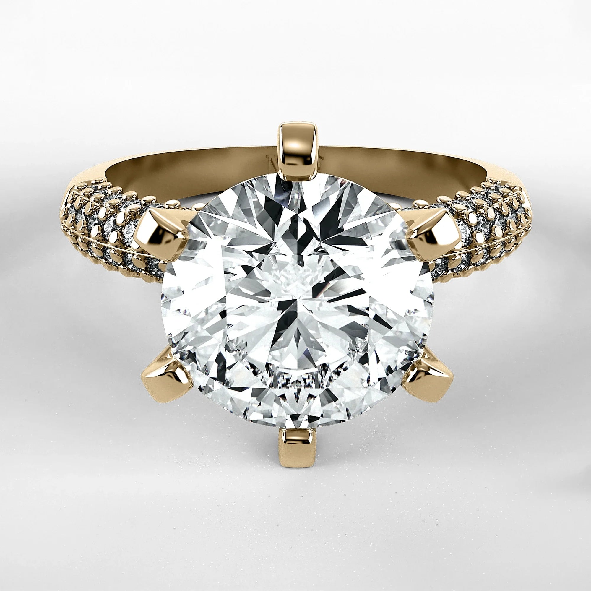 Anillo de Compromiso Corona - Redondo en oro amarillo - vista 1