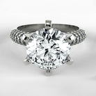 Anillo de Compromiso Corona - Redondo en oro blanco - vista 1
