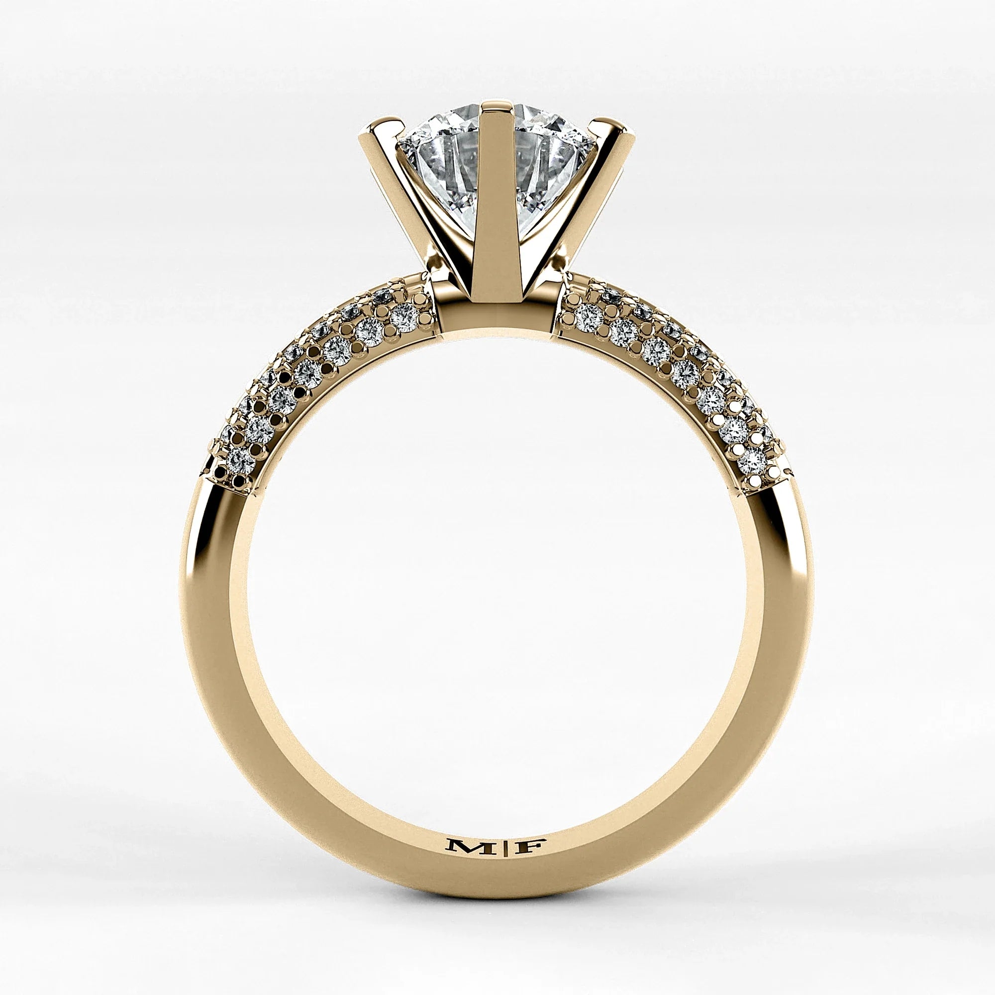 Anillo de Compromiso Corona - Redondo en oro amarillo - vista 3