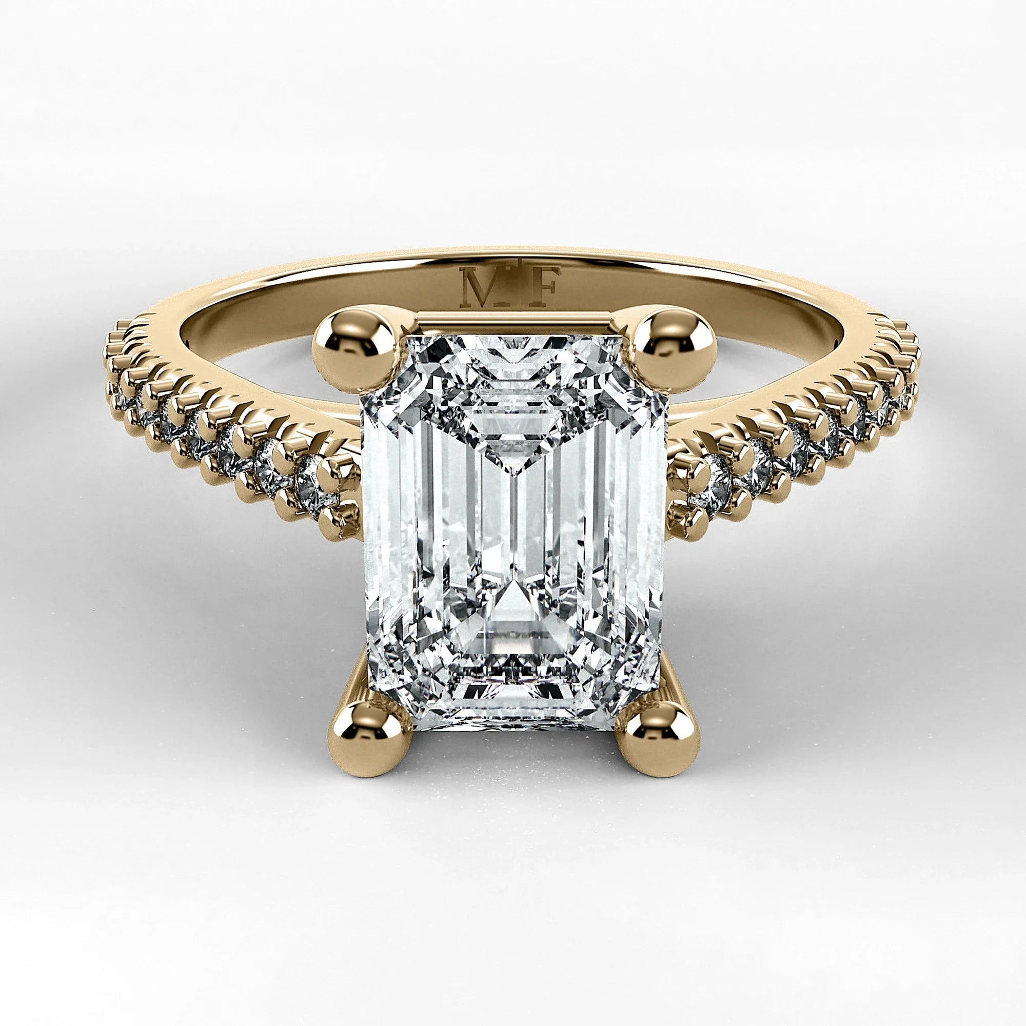 Anillo de Compromiso Destello - Esmeralda en oro amarillo - vista 1