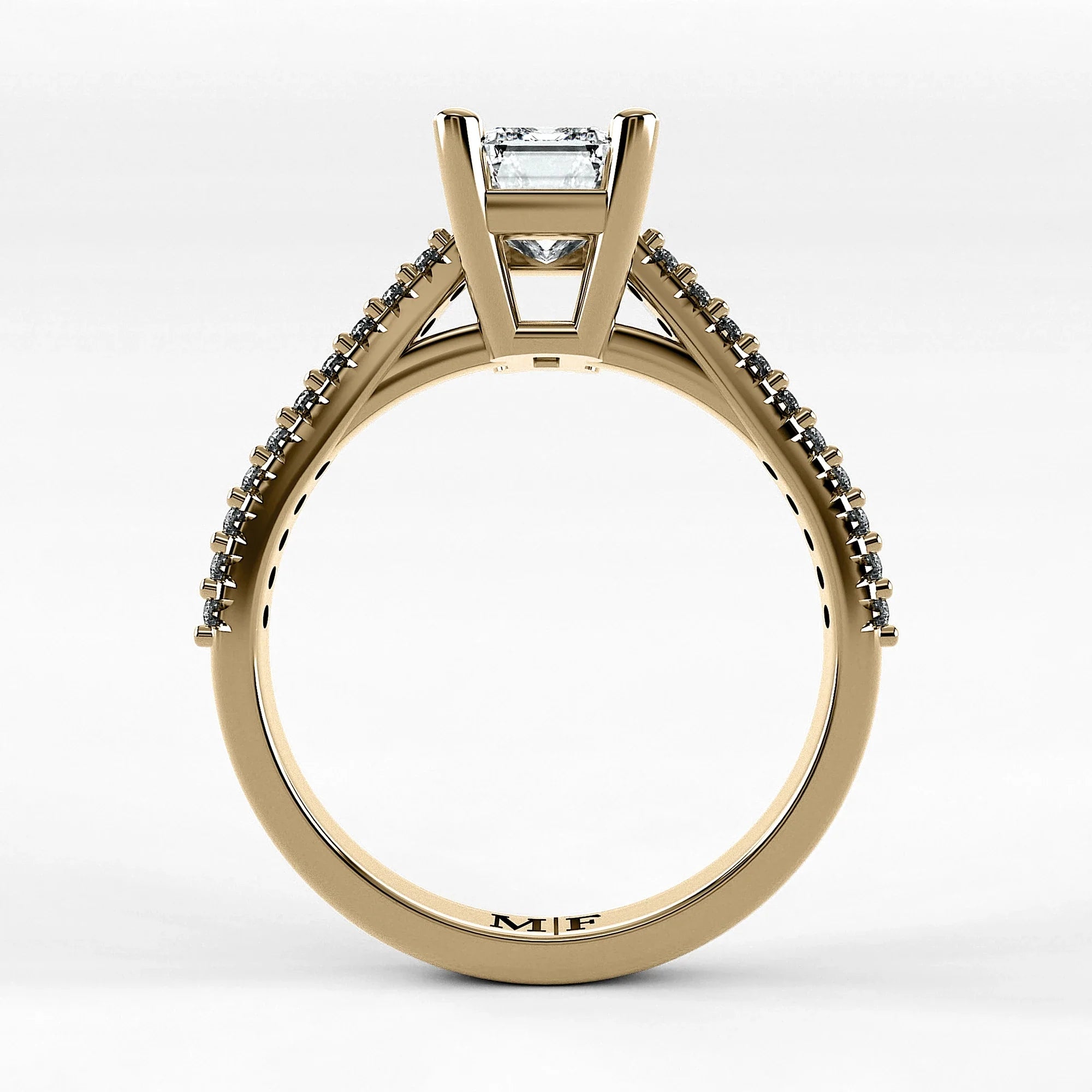 Anillo de Compromiso Destello - Esmeralda en oro amarillo - vista 3