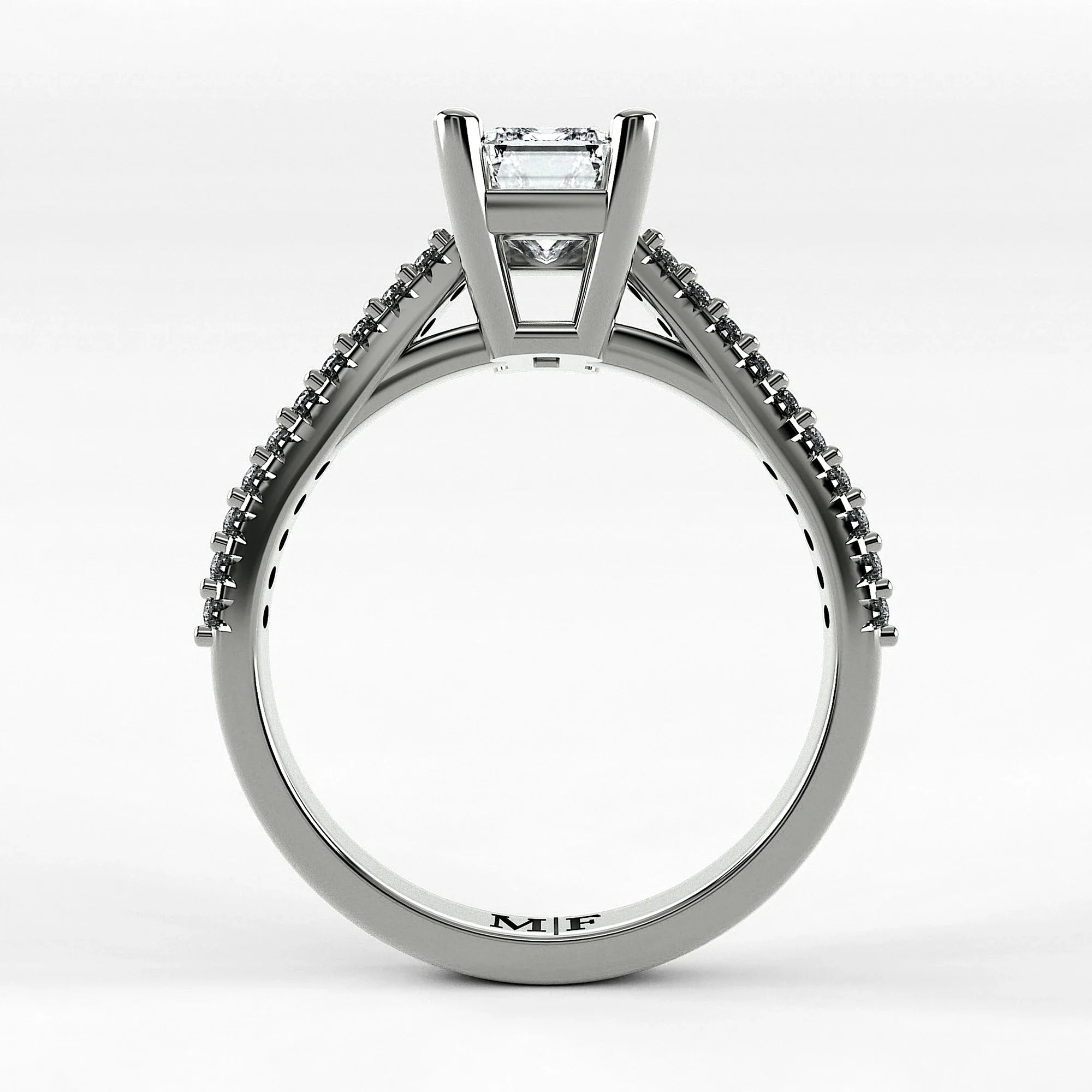 Anillo de Compromiso Destello - Esmeralda en oro blanco - vista 3