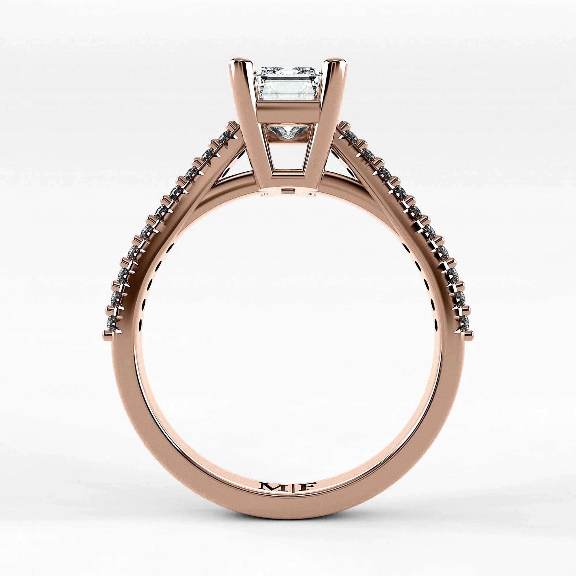 Anillo de Compromiso Destello - Esmeralda en oro rosa - vista 3