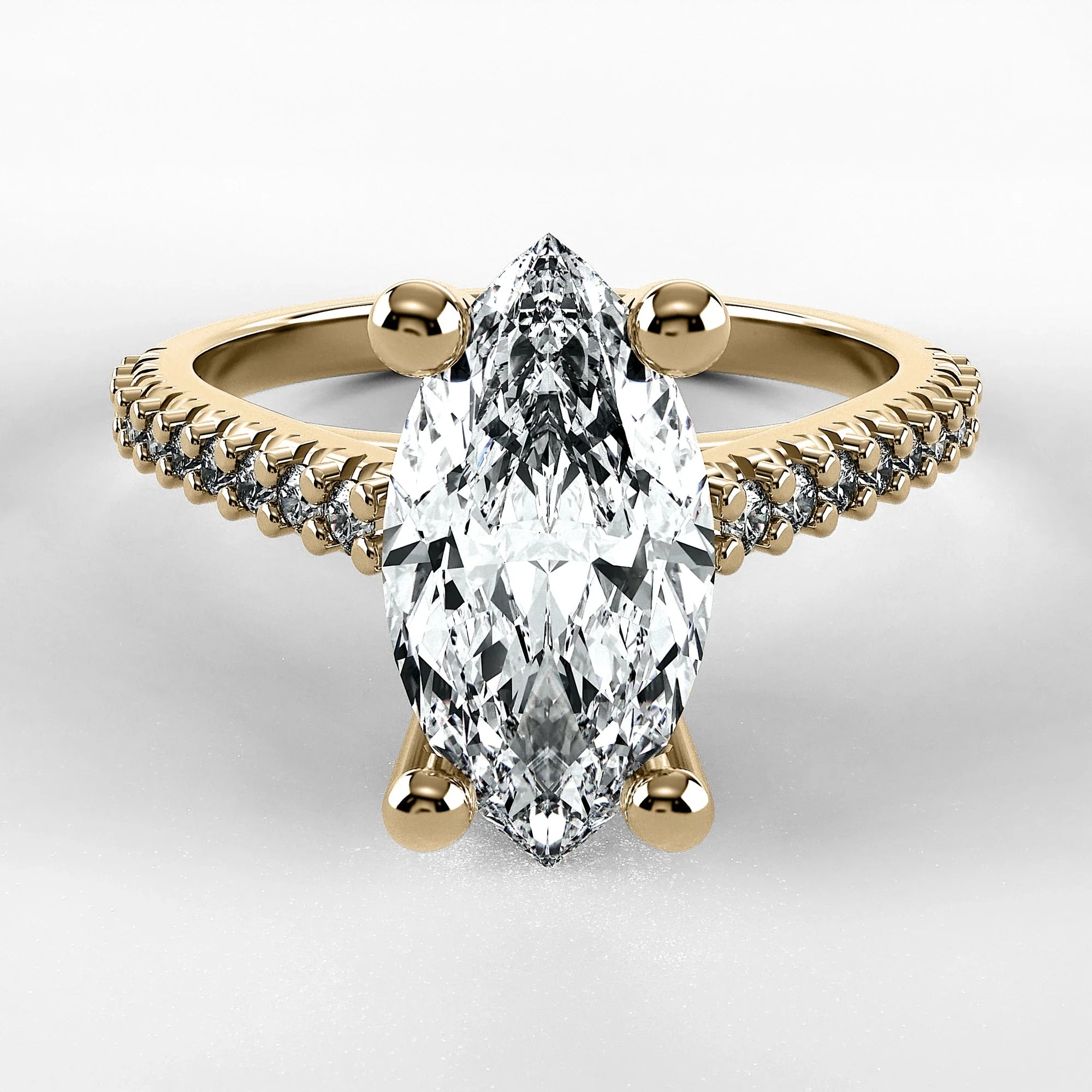 Anillo de Compromiso Destello - Marquesa en oro amarillo - vista 1