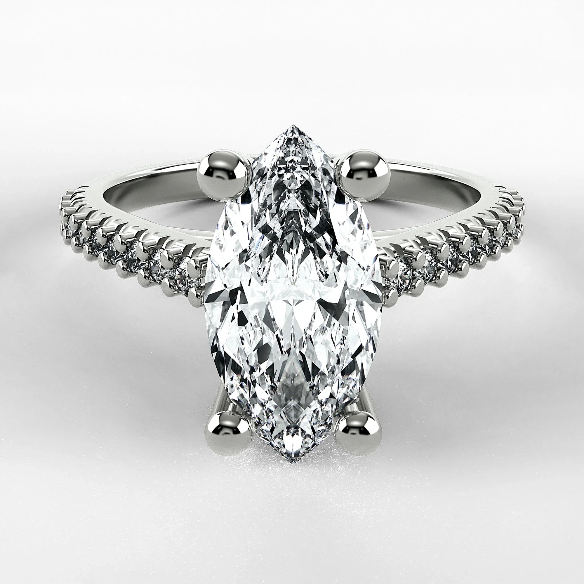 Anillo de Compromiso Destello - Marquesa en oro blanco - vista 1