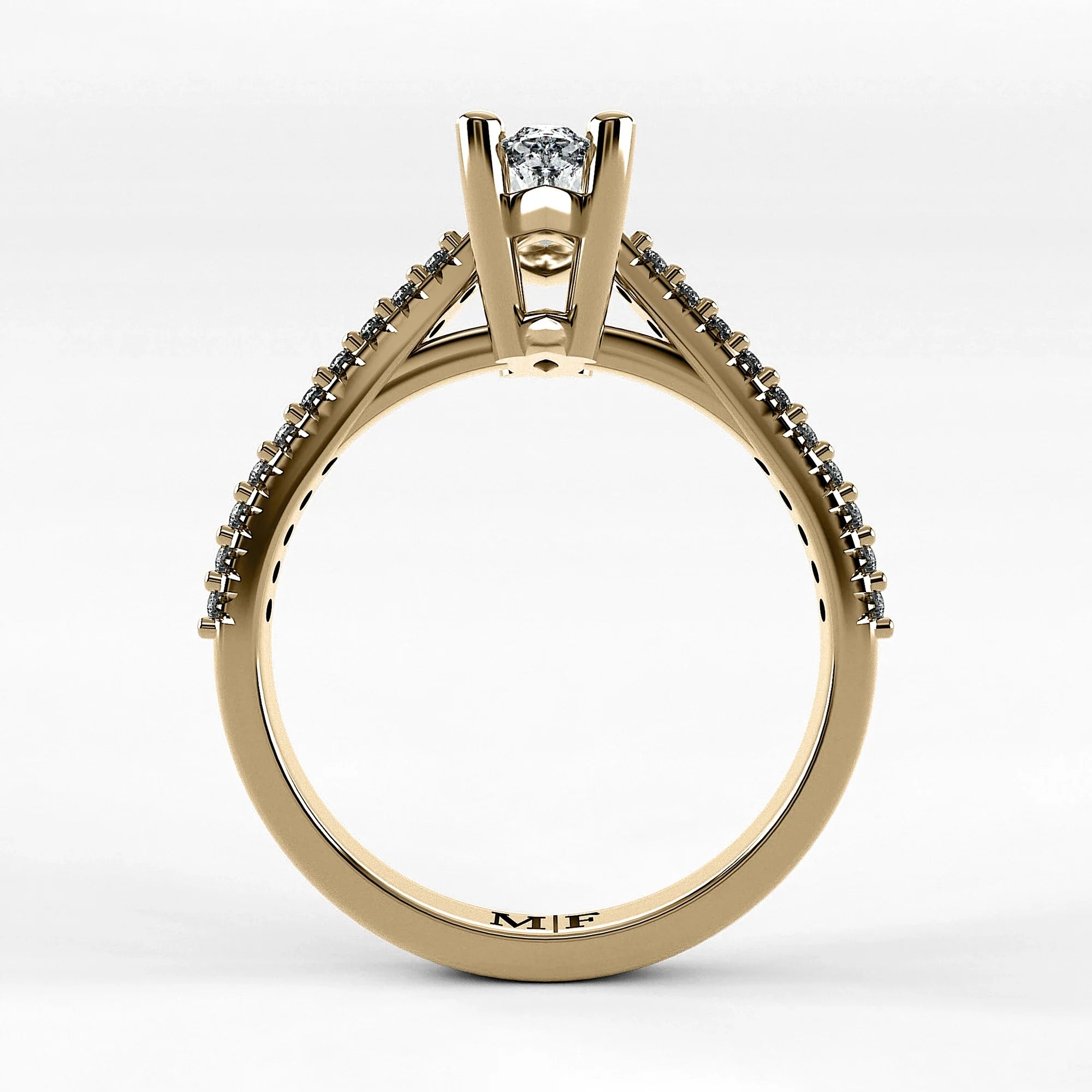 Anillo de Compromiso Destello - Marquesa en oro amarillo - vista 3