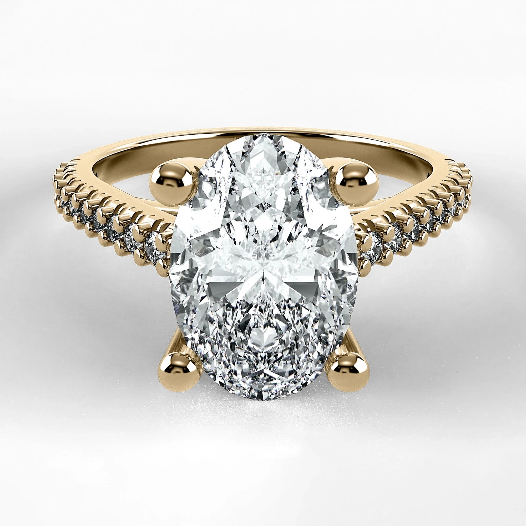Anillo de Compromiso Destello - Oval en oro amarillo - vista 1