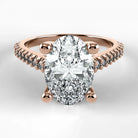 Anillo de Compromiso Destello - Oval en oro rosa - vista 1