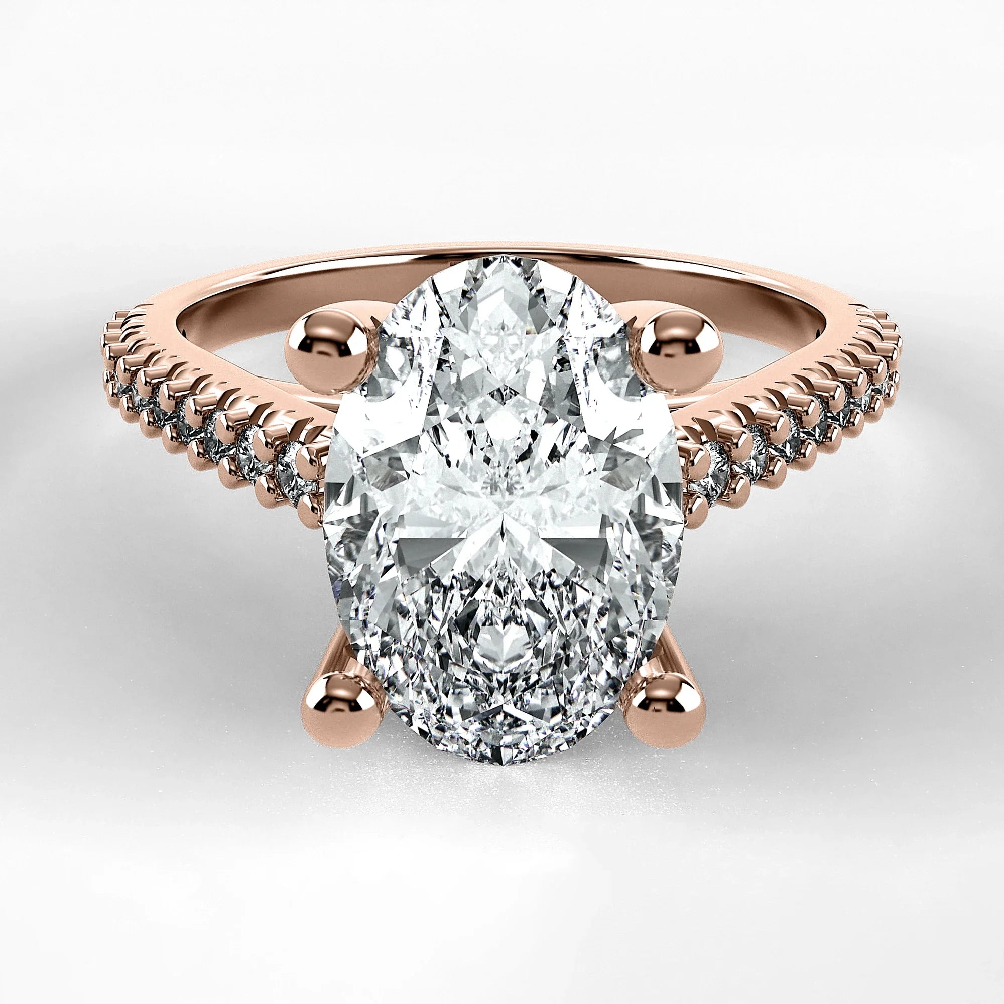Anillo de Compromiso Destello - Oval en oro rosa - vista 1
