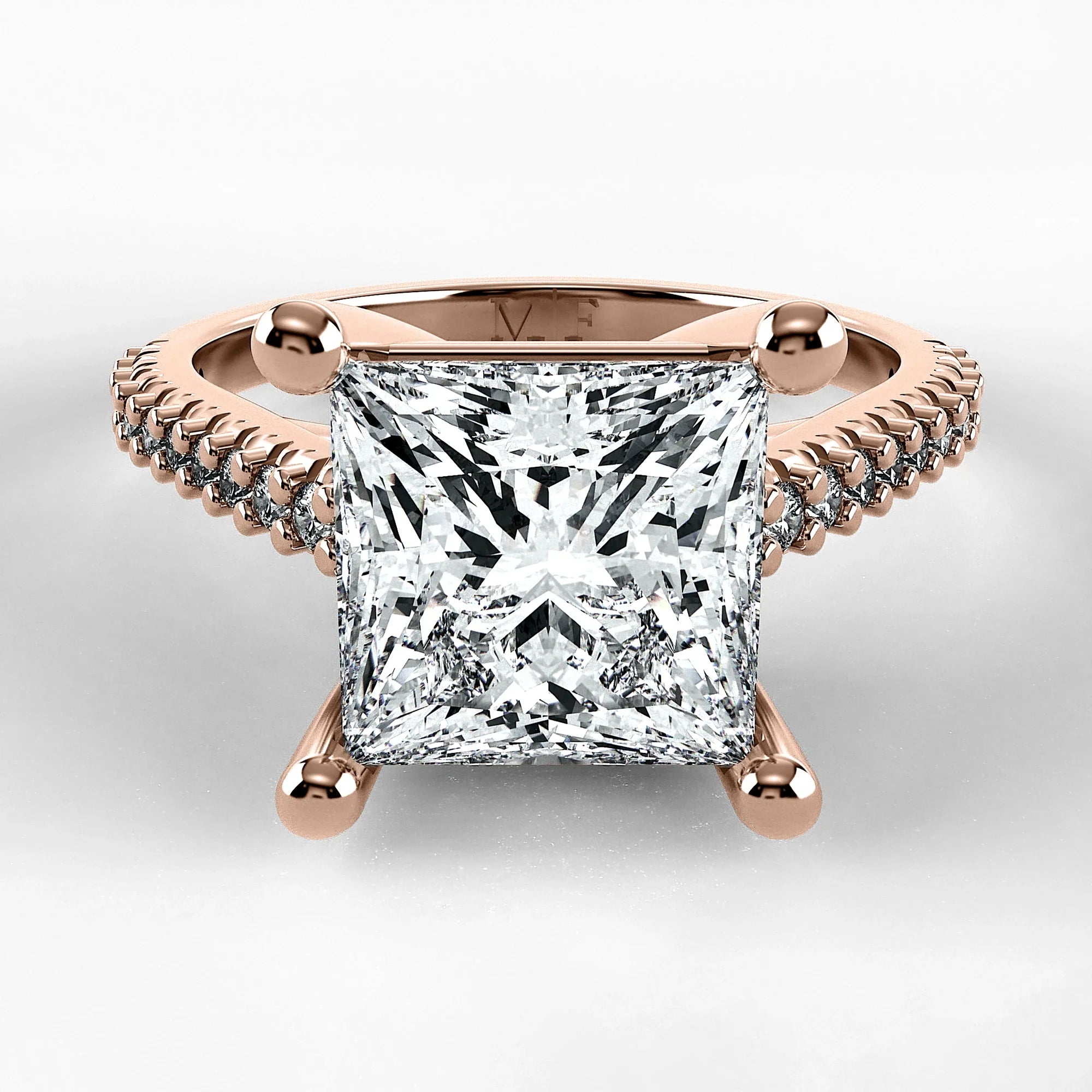 Anillo de Compromiso Destello - Princess en oro rosa - vista 1