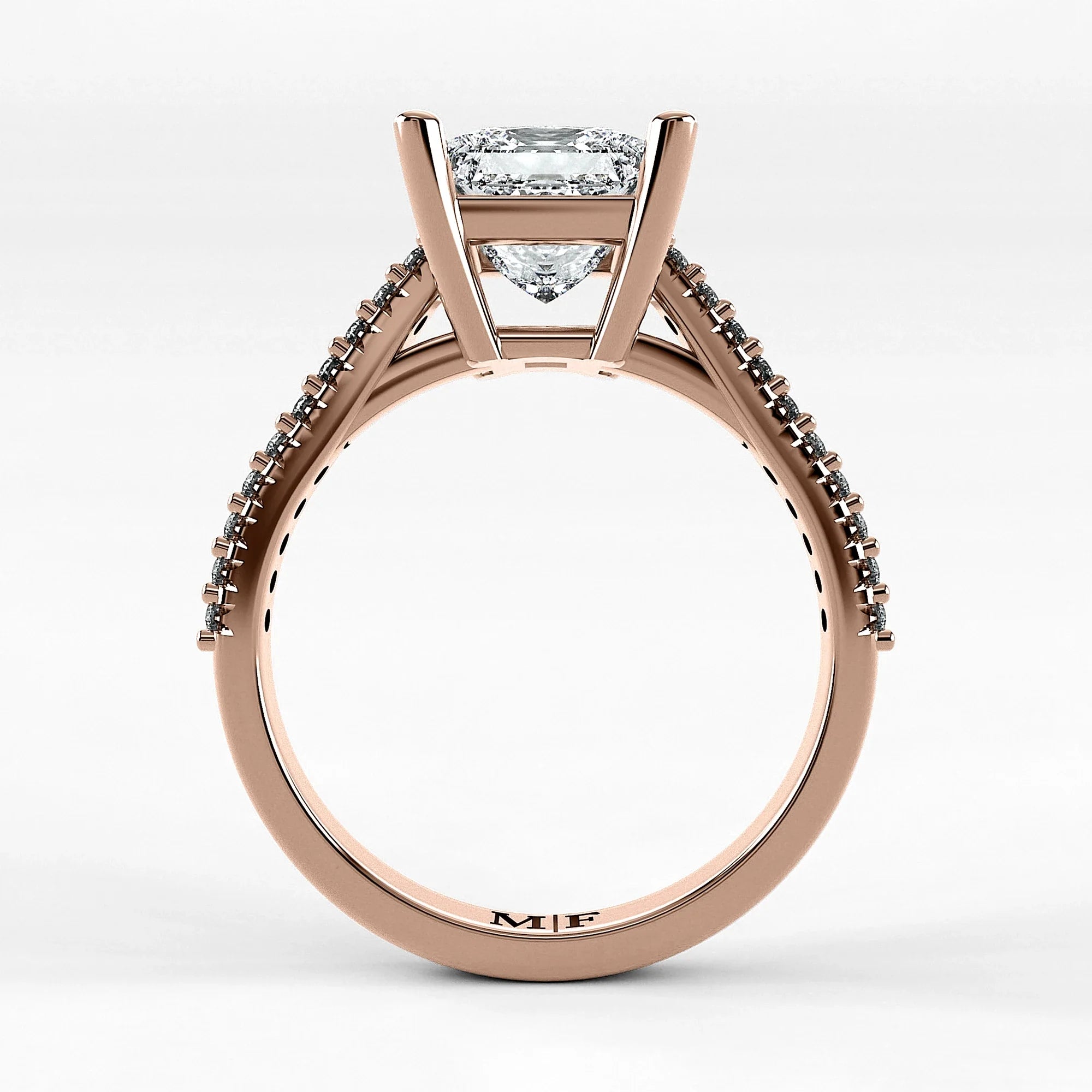 Anillo de Compromiso Destello - Princess en oro rosa - vista 3