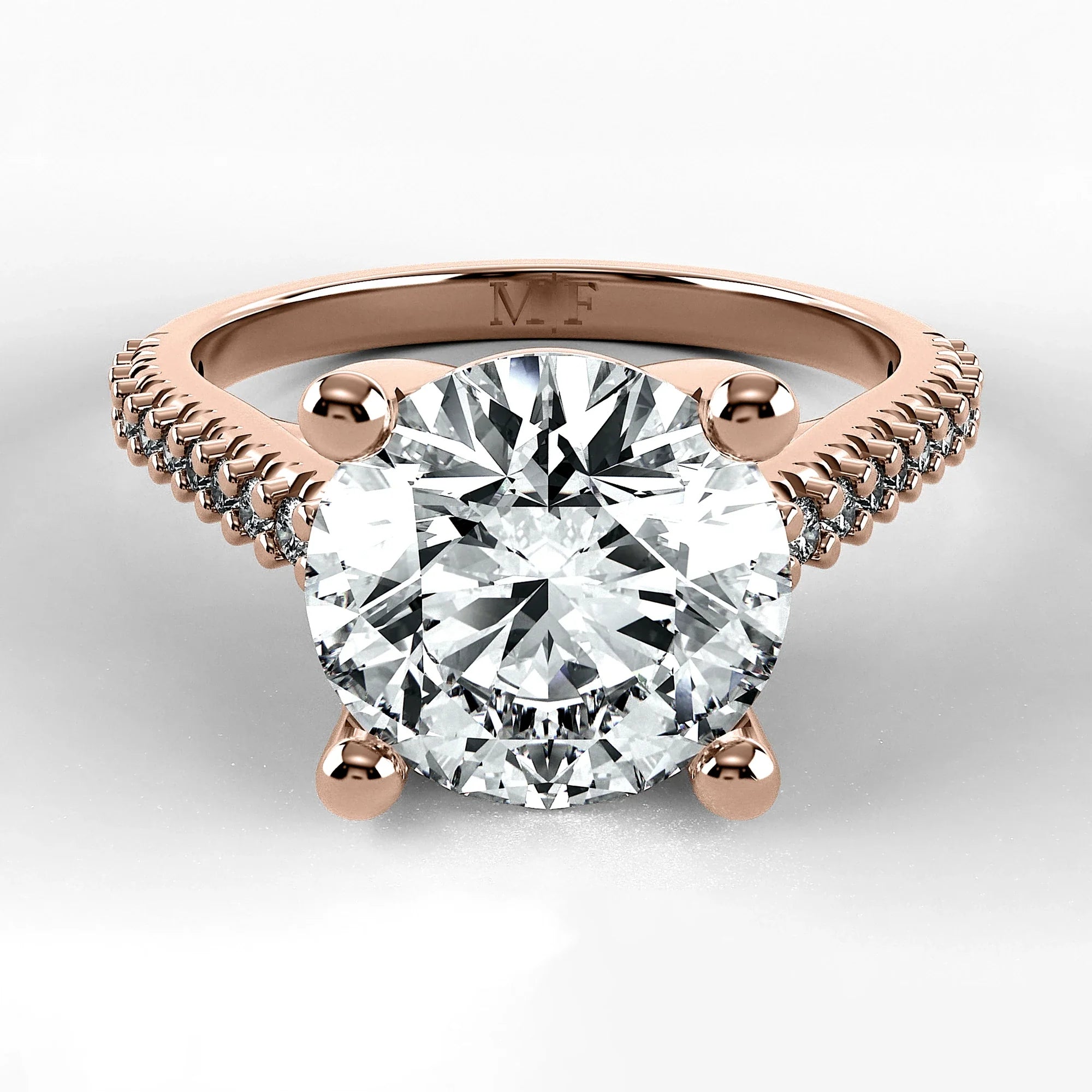 Anillo de Compromiso Destello - Redondo en oro rosa - vista 1