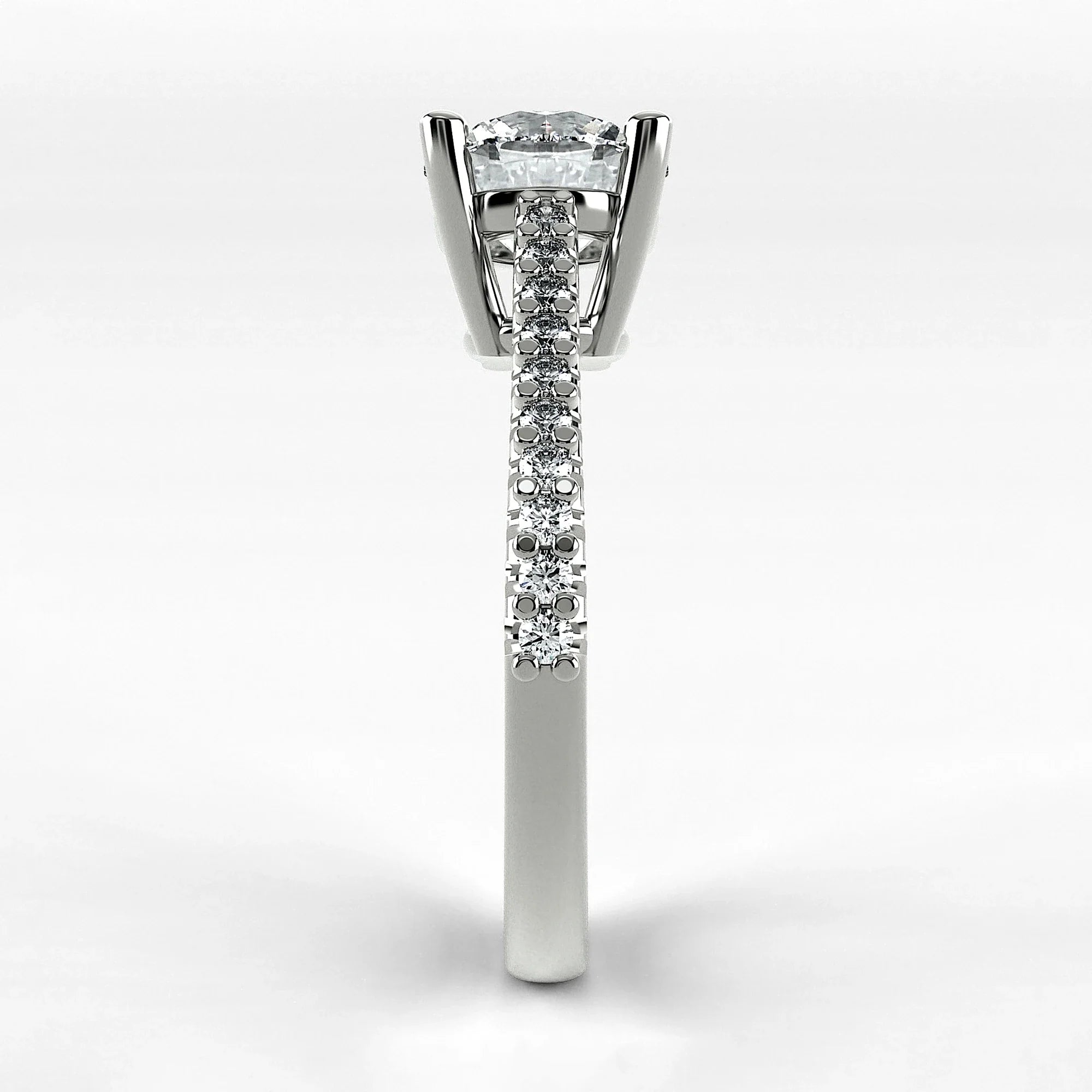 Anillo de Compromiso Destello - Redondo en oro blanco - vista 2