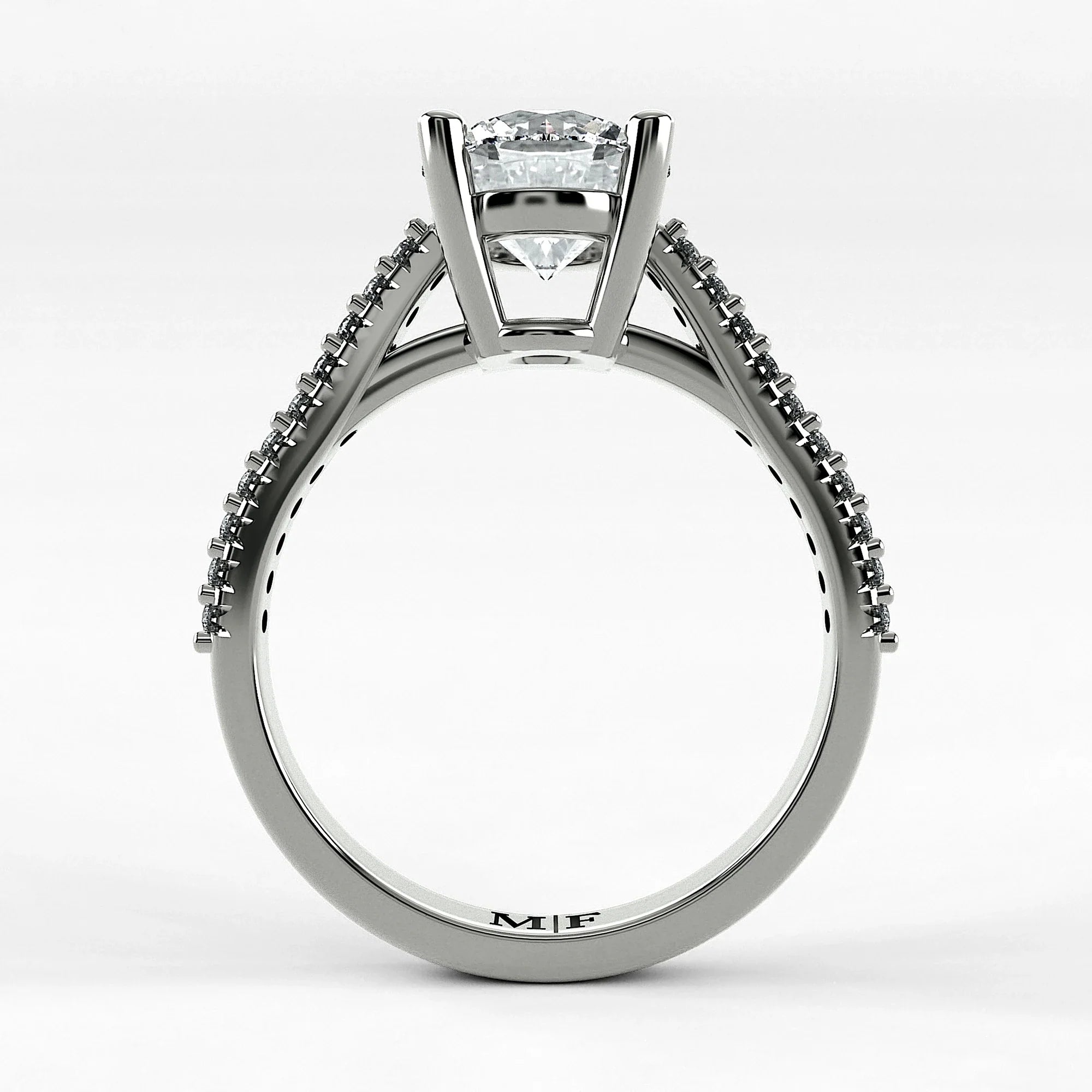 Anillo de Compromiso Destello - Redondo en oro blanco - vista 3