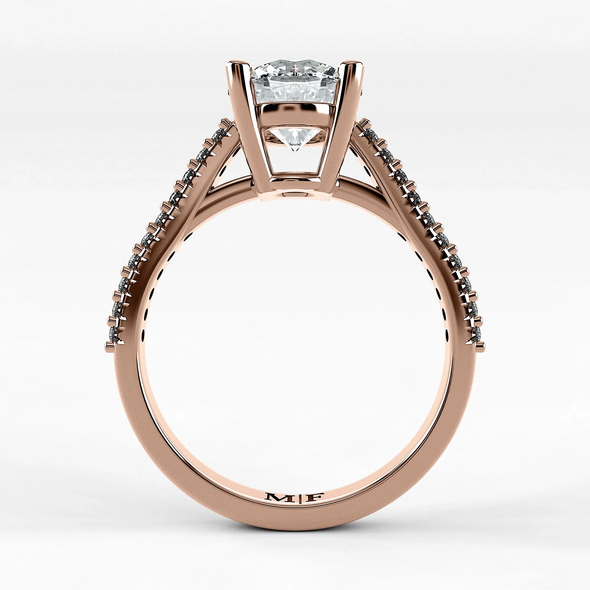 Anillo de Compromiso Destello - Redondo en oro rosa - vista 3