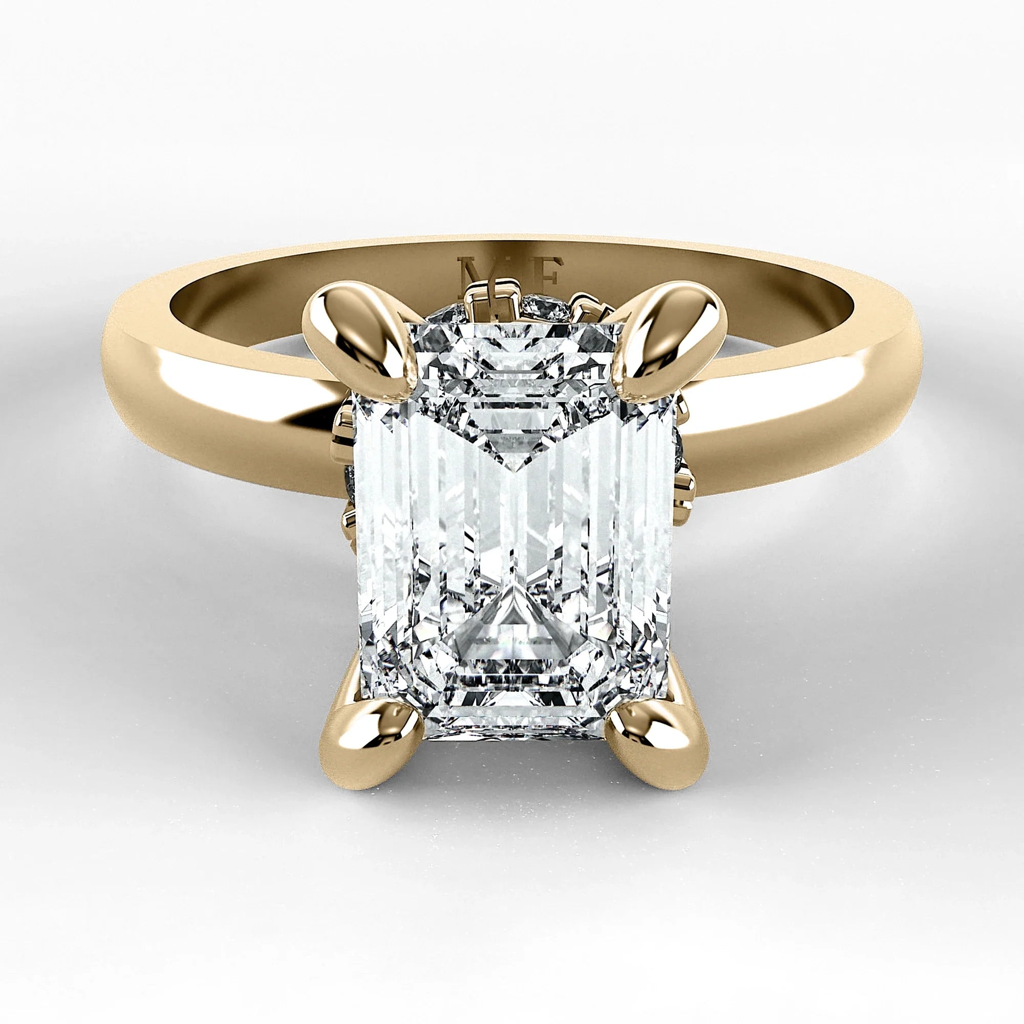 Anillo de Compromiso Radiante - Esmeralda en oro amarillo - vista 1
