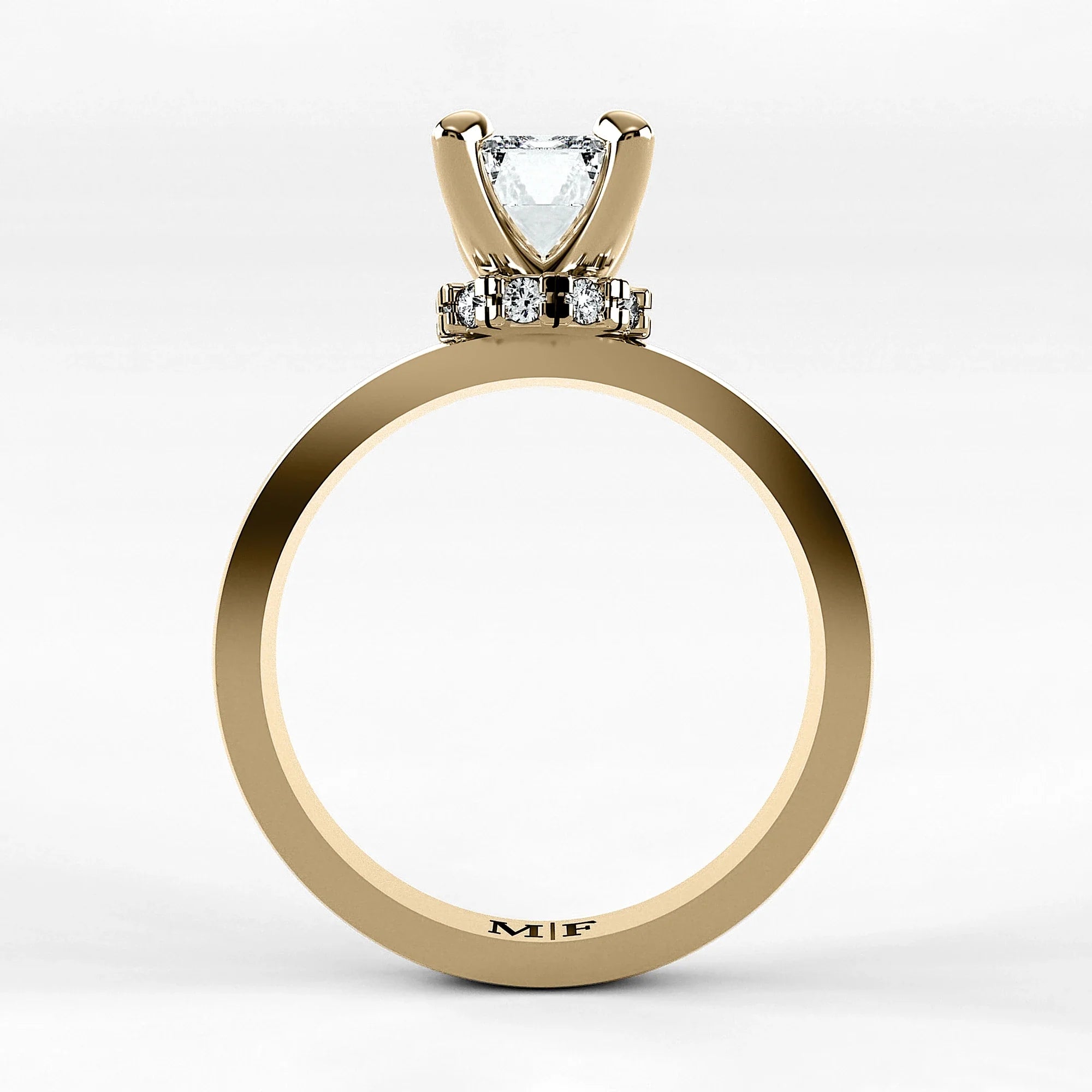 Anillo de Compromiso Radiante - Esmeralda en oro amarillo - vista 3