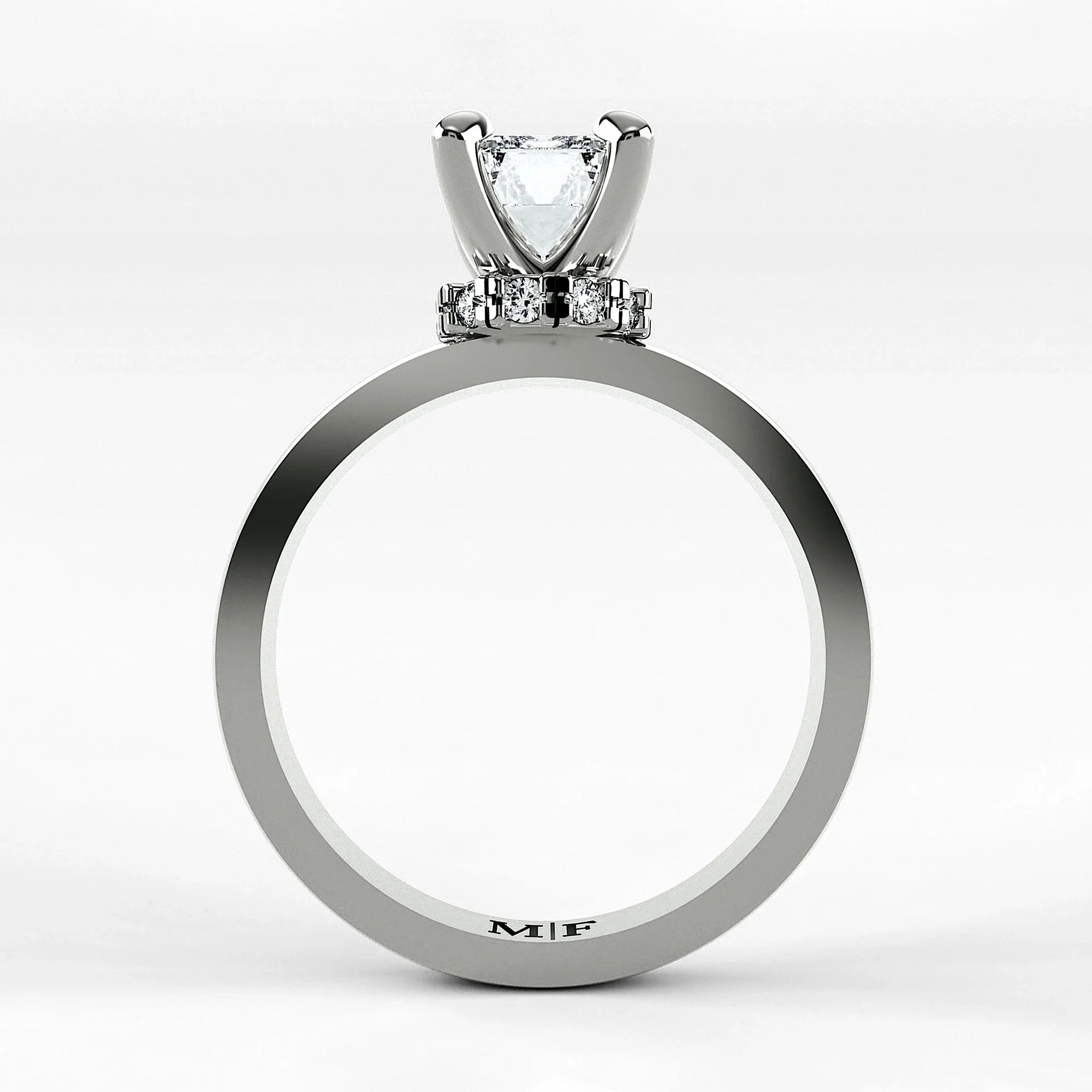 Anillo de Compromiso Radiante - Esmeralda en oro blanco - vista 3