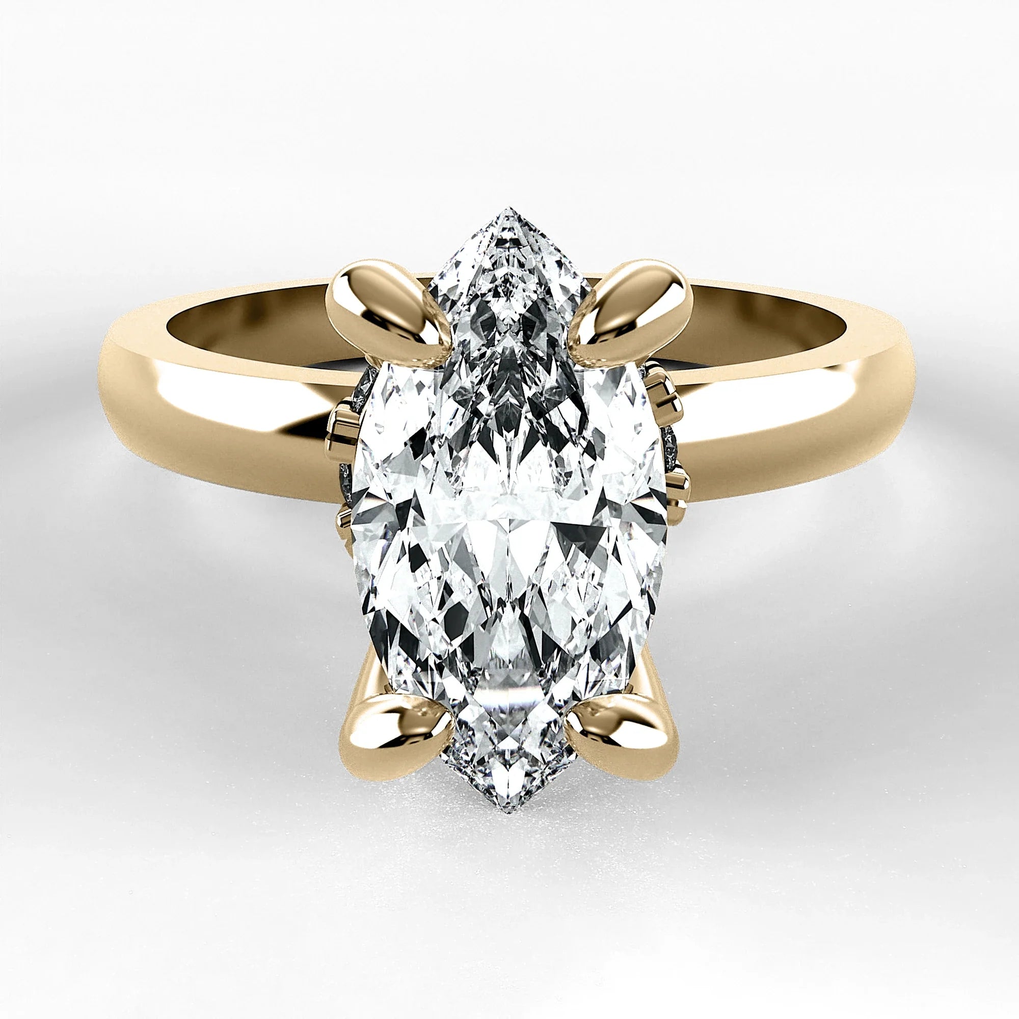 Anillo de Compromiso Radiante - Marquesa en oro amarillo - vista 1