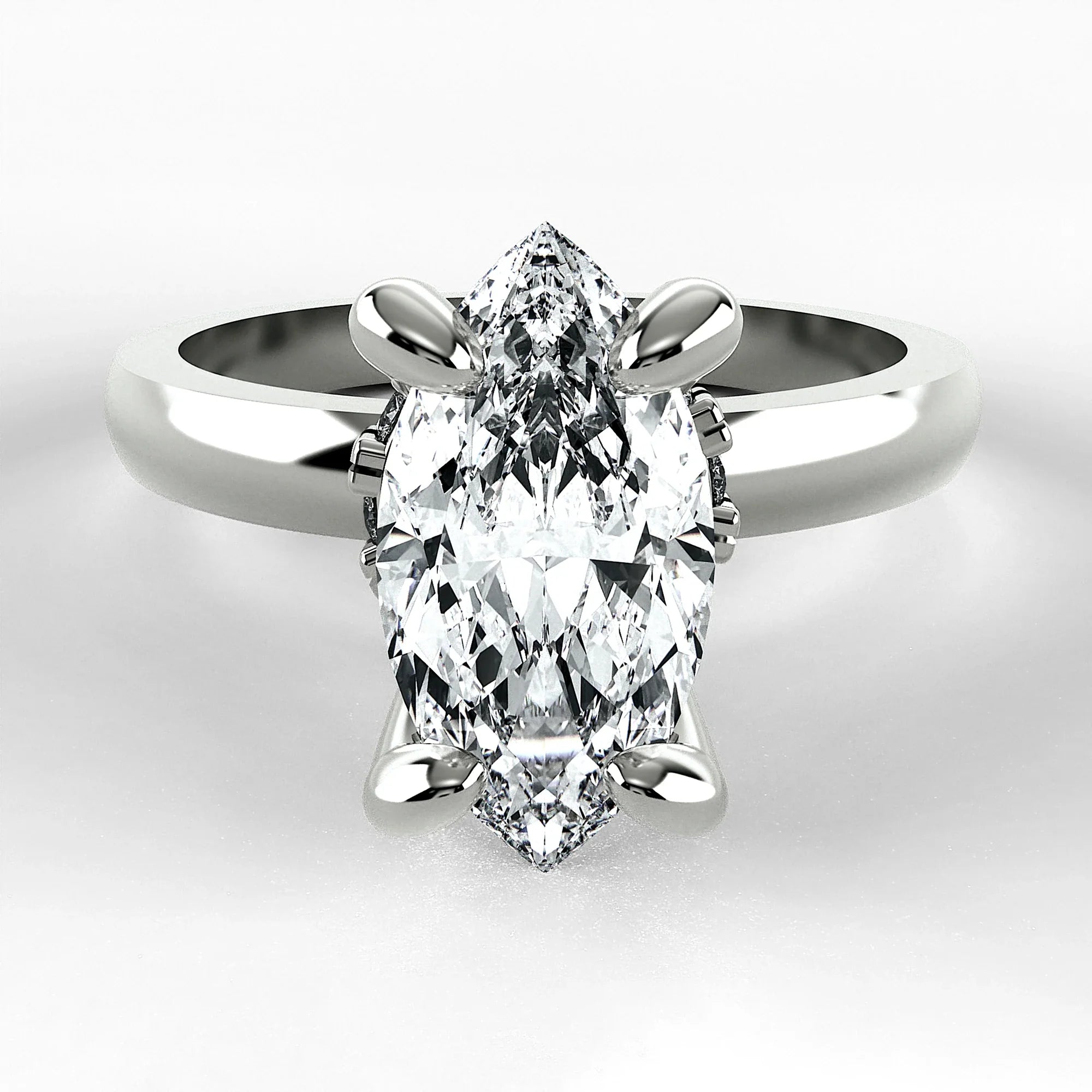 Anillo de Compromiso Radiante - Marquesa en oro blanco - vista 1