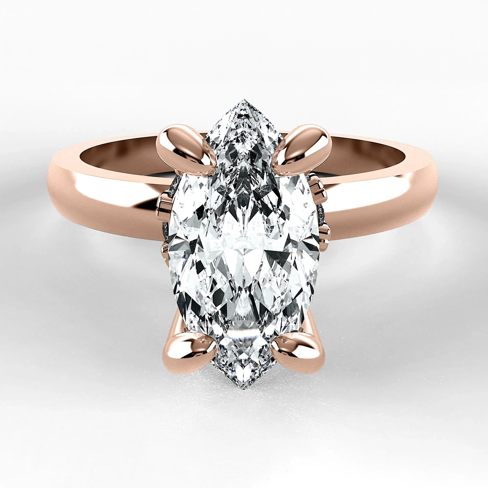 Anillo de Compromiso Radiante - Marquesa en oro rosa - vista 1